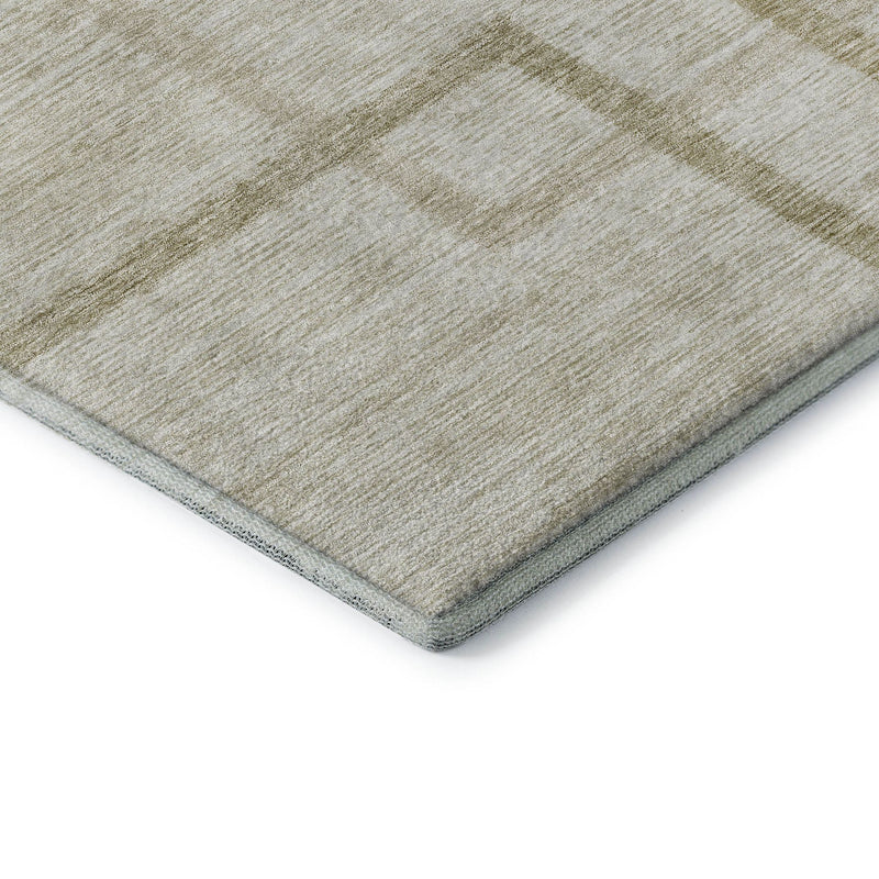 5' X 8' Beige And Taupe Geometric Washable Area Rug With UV Protection - Home & Garden