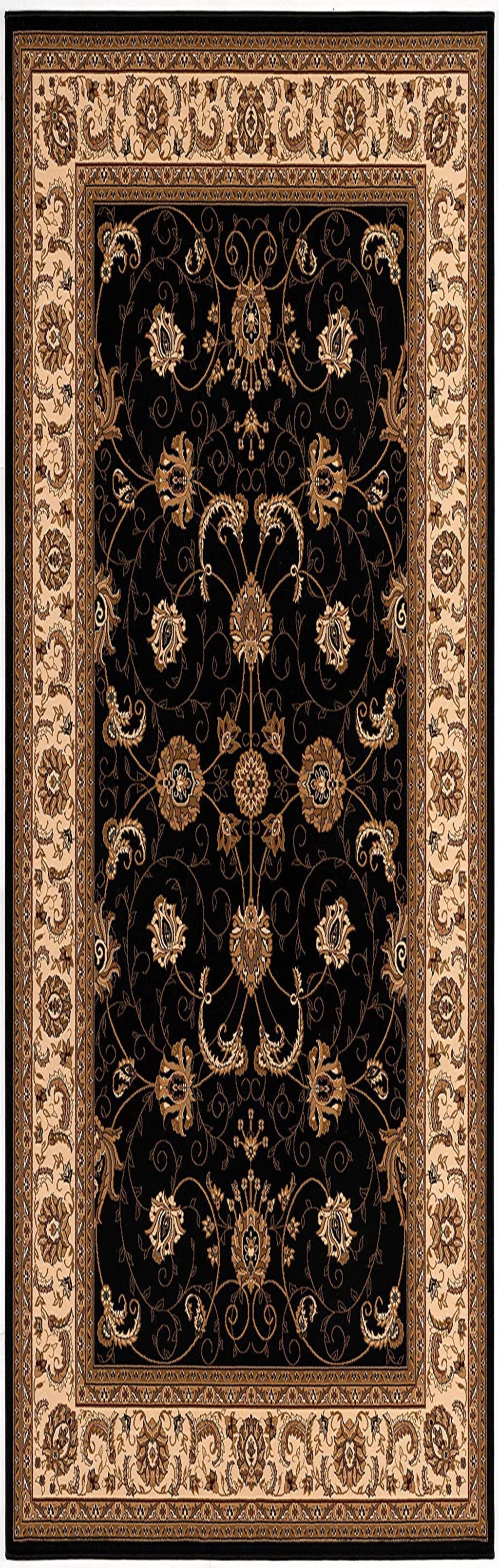 20' Black And Ivory Oriental Runner Rug - Home & Garden