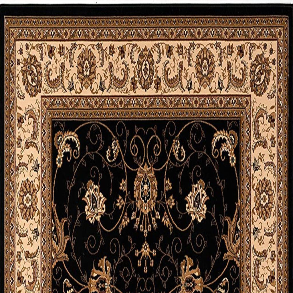 20' Black And Ivory Oriental Runner Rug - Home & Garden
