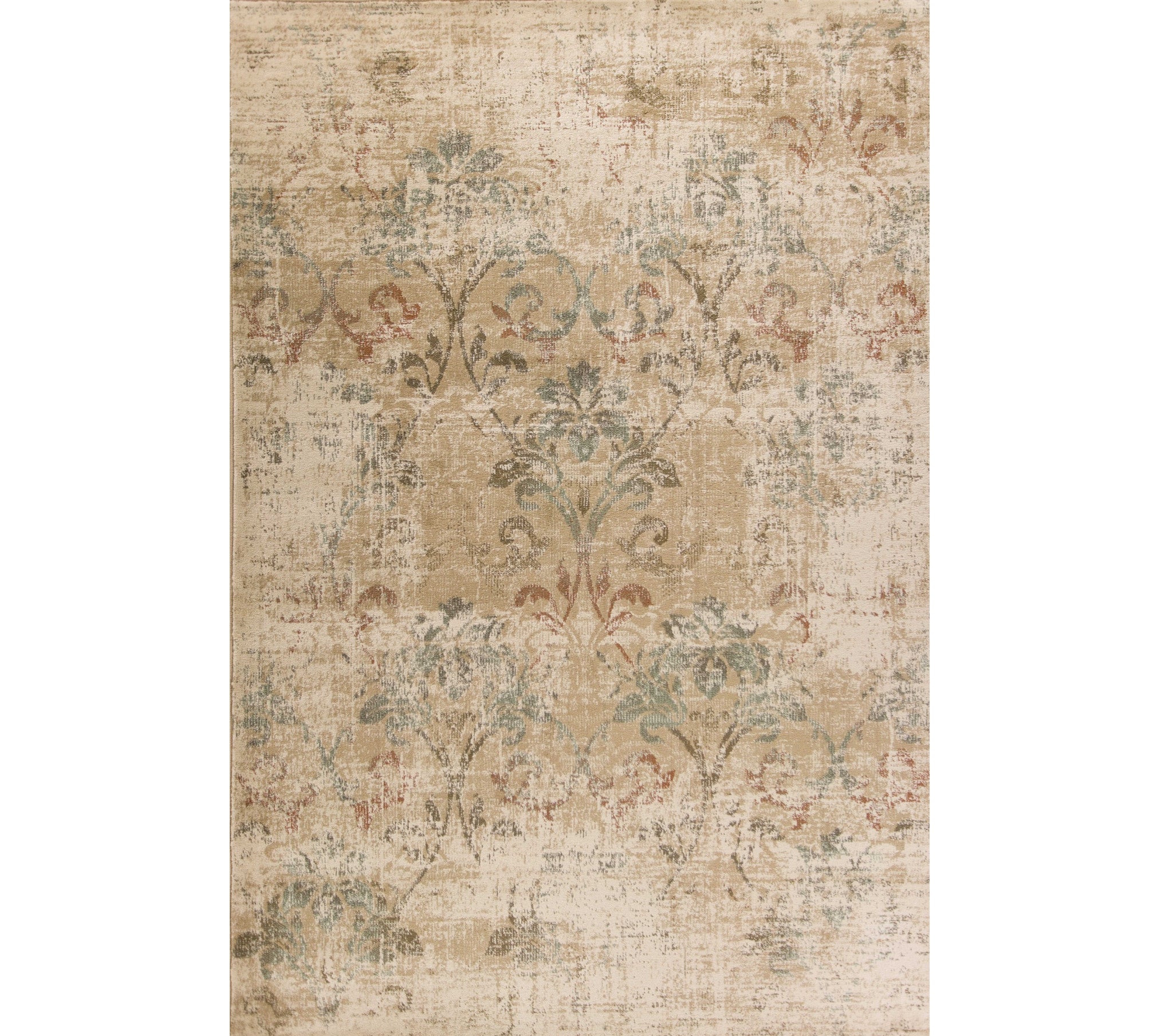 3' X 5' Champagne And Beige Damask Area Rug - Home & Garden