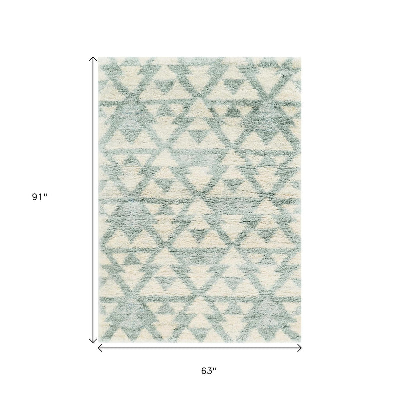 5' X 8' Ivory And Gray Geometric Area Rug - Home Decor