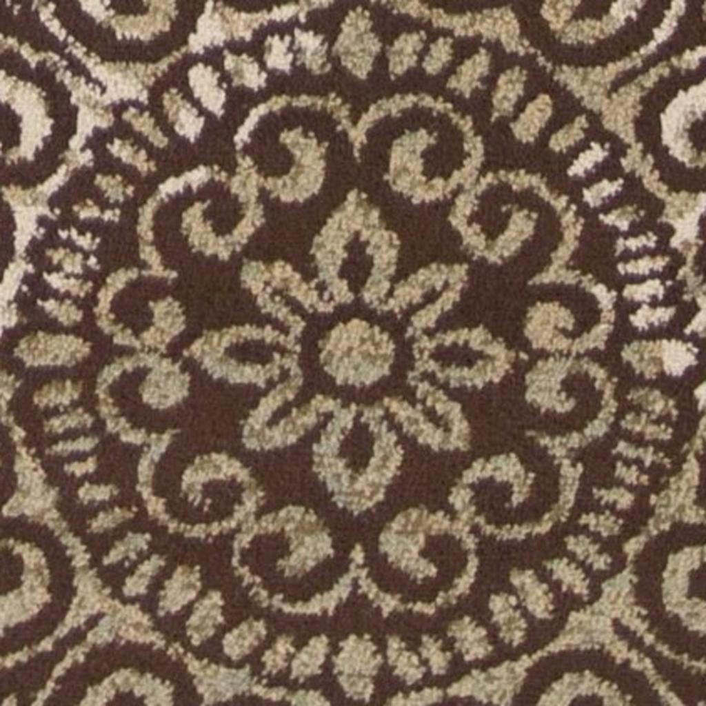 5' X 8' Sage Brown And Ivory Floral Medallion Area Rug - Home Decor