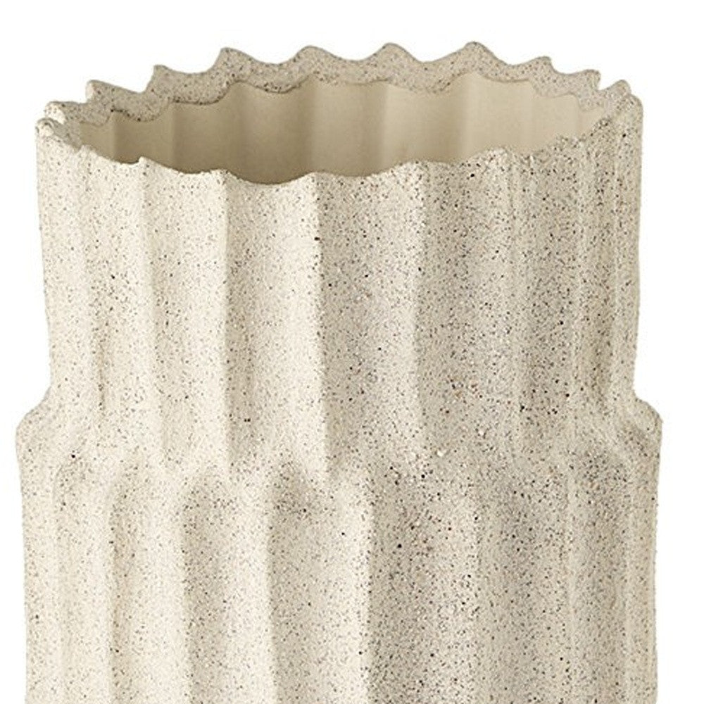 14" Sand Ceramic Cylinder Table Vase - Home & Garden