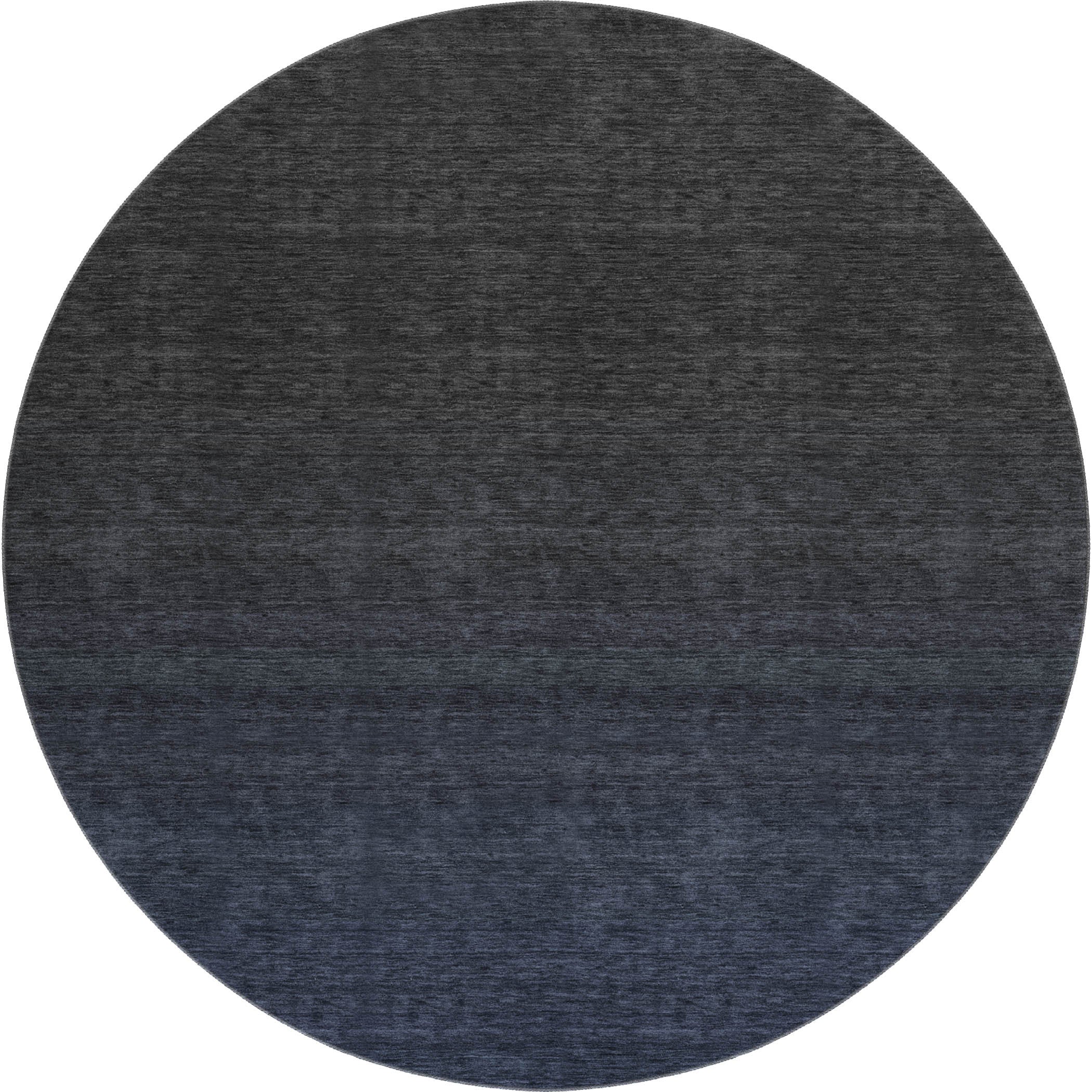 8' Navy Blue And Charcoal Ombre Washable Round Rug With UV Protection - Home & Garden