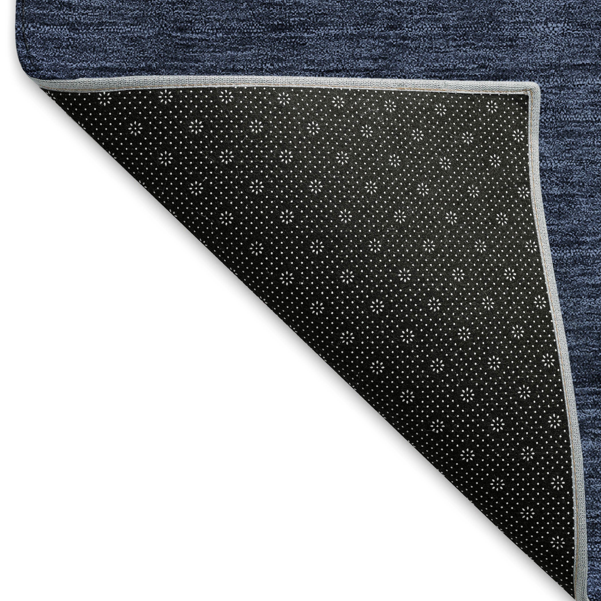 8' Navy Blue And Charcoal Ombre Washable Round Rug With UV Protection - Home & Garden