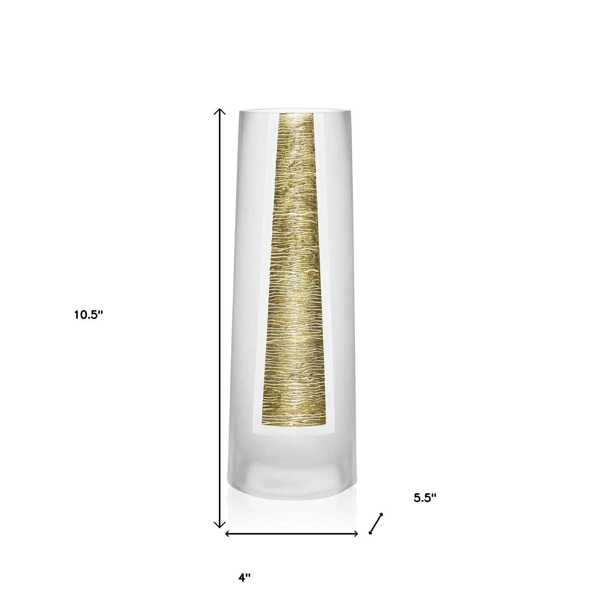 11" Clear And Gold Cylinder Lead Free Crystal Table Vase - Home & Garden