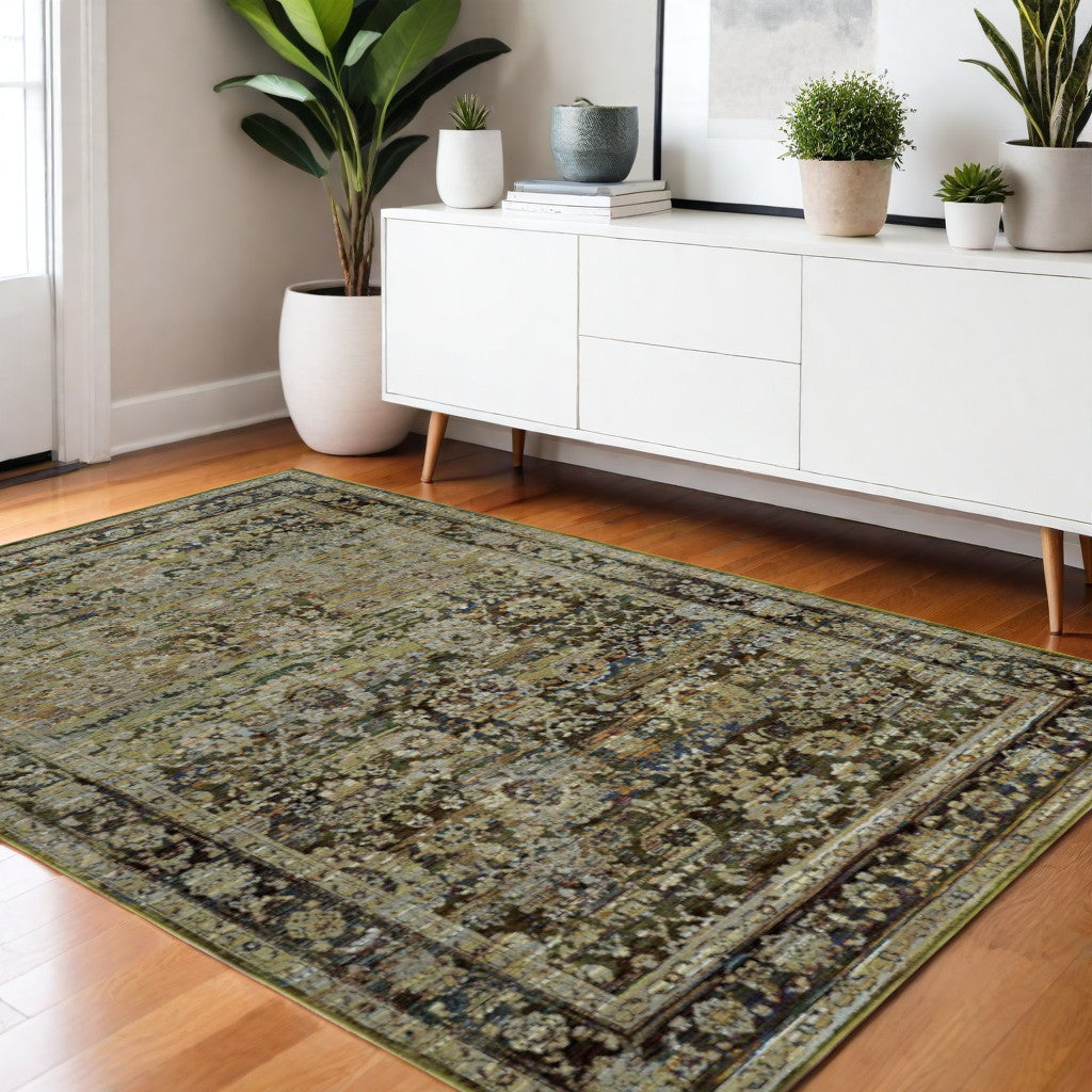 4' X 6' Green And Brown Floral Area Rug - Home & Garden
