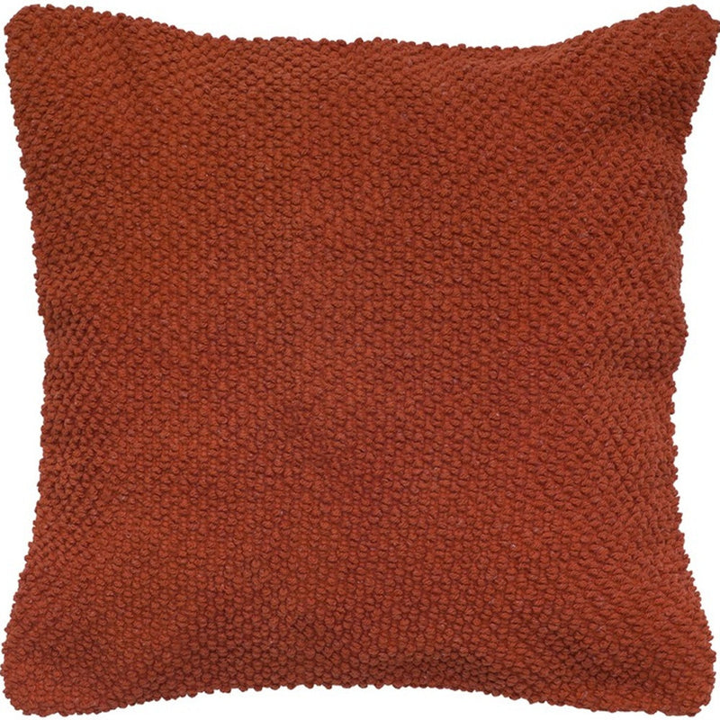 20" Burnt Orange Cotton Throw Pillow with Nubby Texture - Home Decor