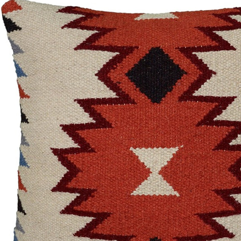 18" Orange and Ivory Cotton Throw Pillow - Home Decor