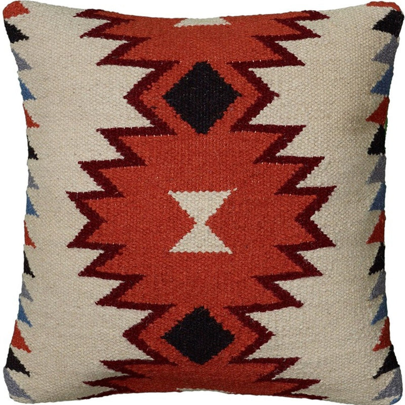 18" Orange and Ivory Cotton Throw Pillow - Home Decor