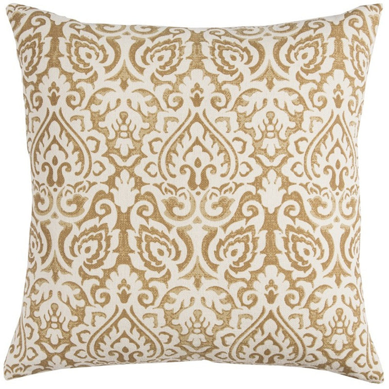 22" Gold And White Cotton Throw Pillow - Home Decor