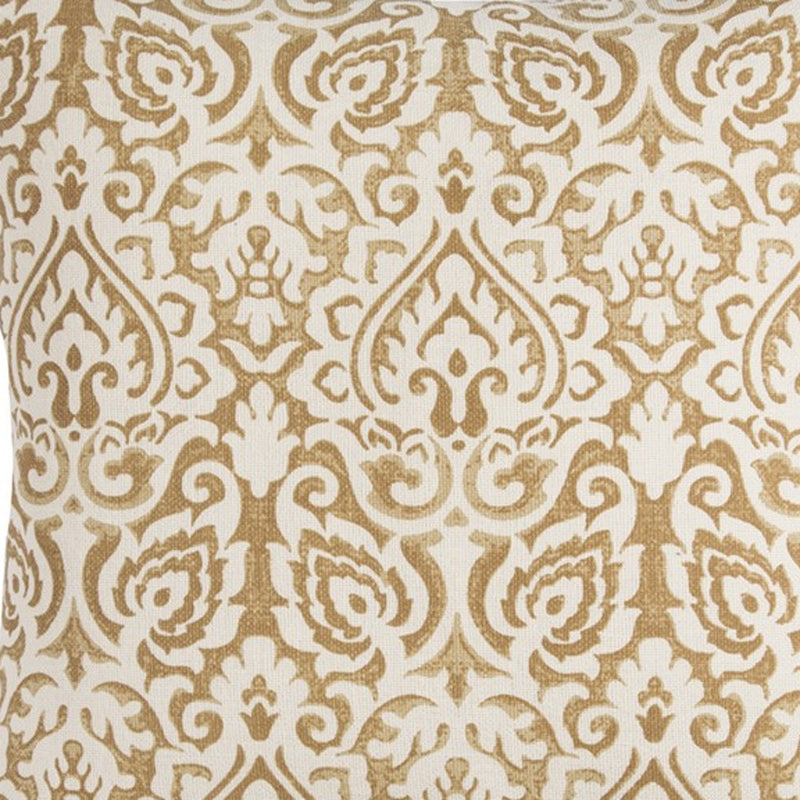 22" Gold And White Cotton Throw Pillow - Home Decor