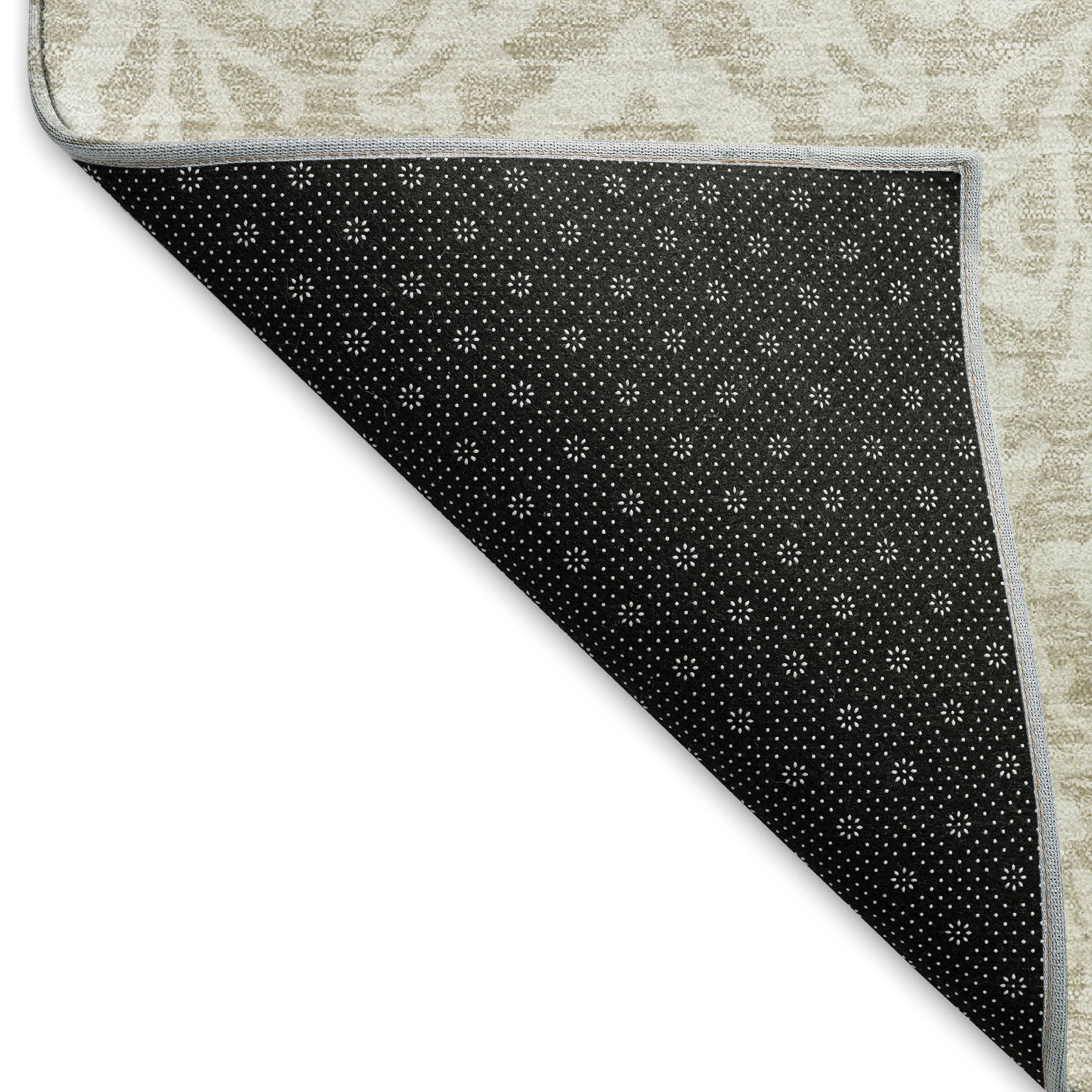 10' X 14' Beige And Ivory Damask Washable Area Rug With UV Protection - Home & Garden