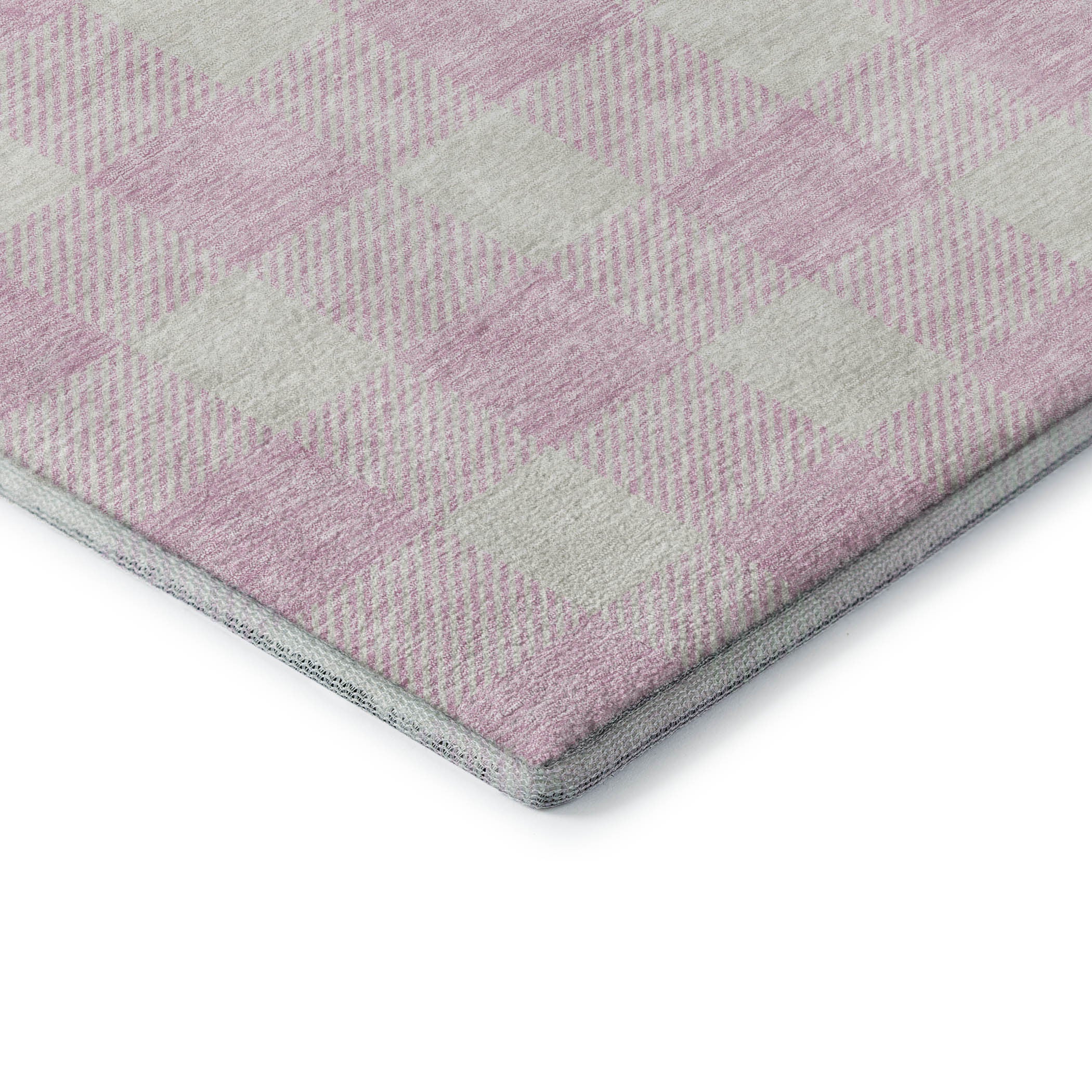 5' X 8' Pink And Ivory Plaid Washable Area Rug With UV Protection - Home & Garden