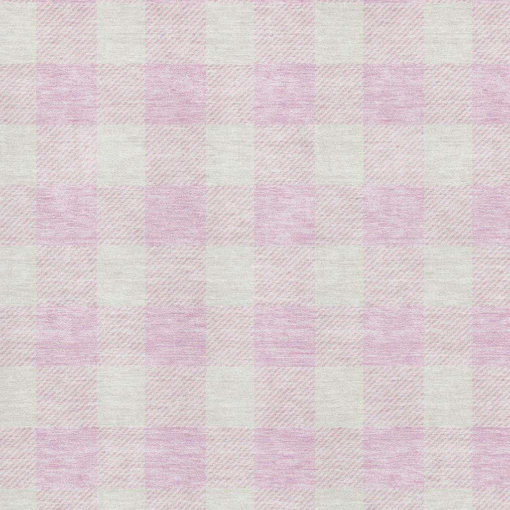5' X 8' Pink And Ivory Plaid Washable Area Rug With UV Protection - Home & Garden