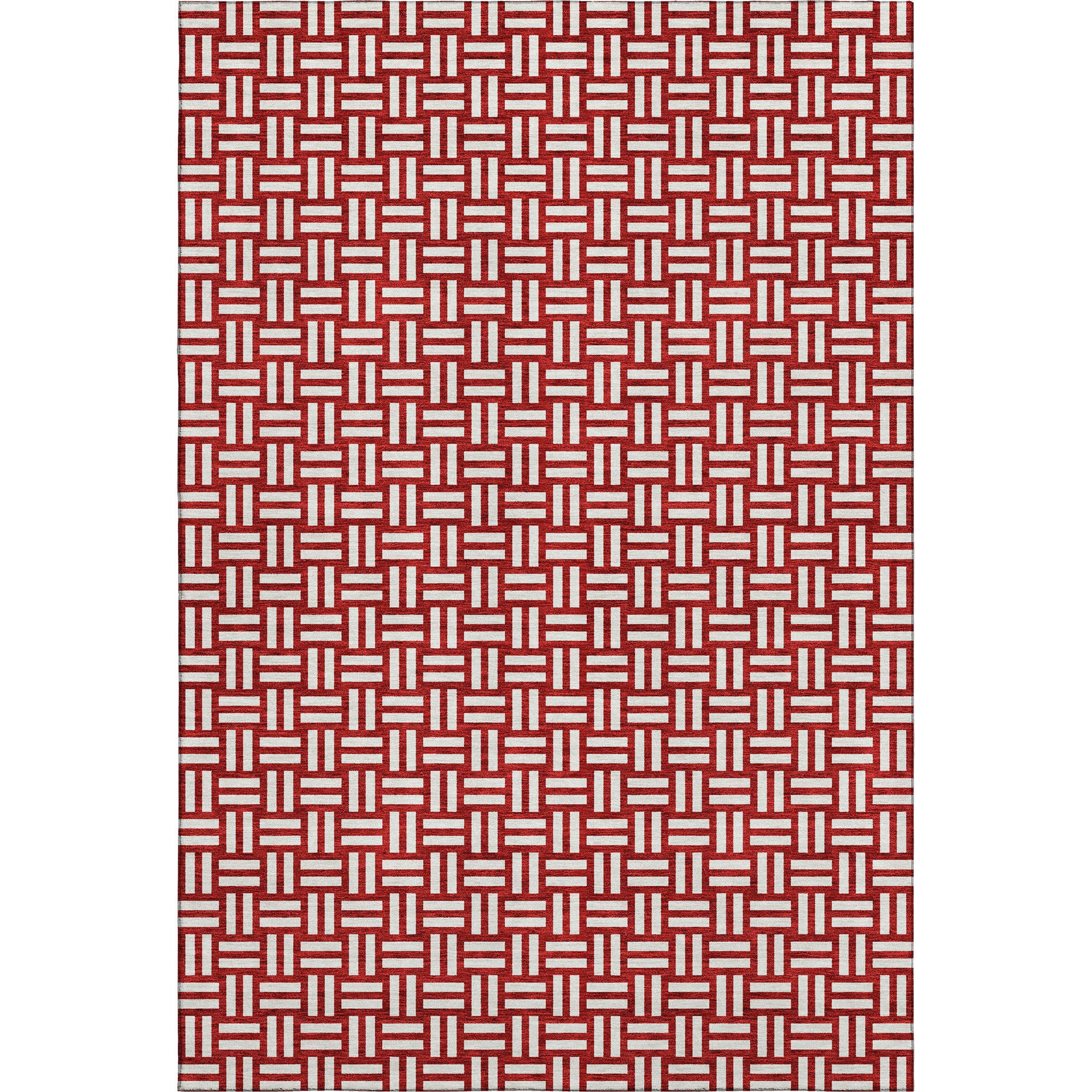 10' X 14' Red And Ivory Abstract Geometric Washable Area Rug With UV Protection - Home & Garden