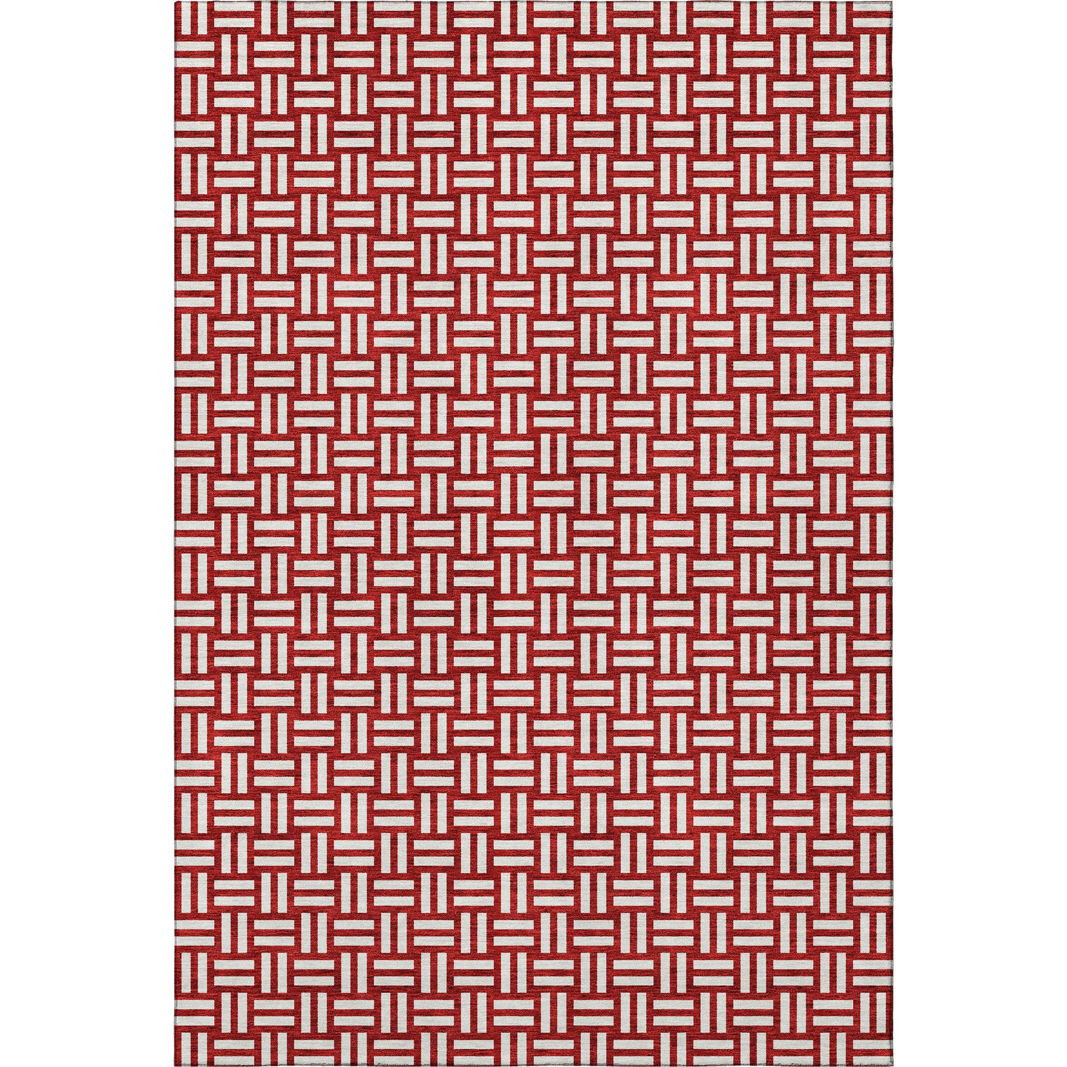 10' X 14' Red And Ivory Abstract Geometric Washable Area Rug With UV Protection - Home & Garden