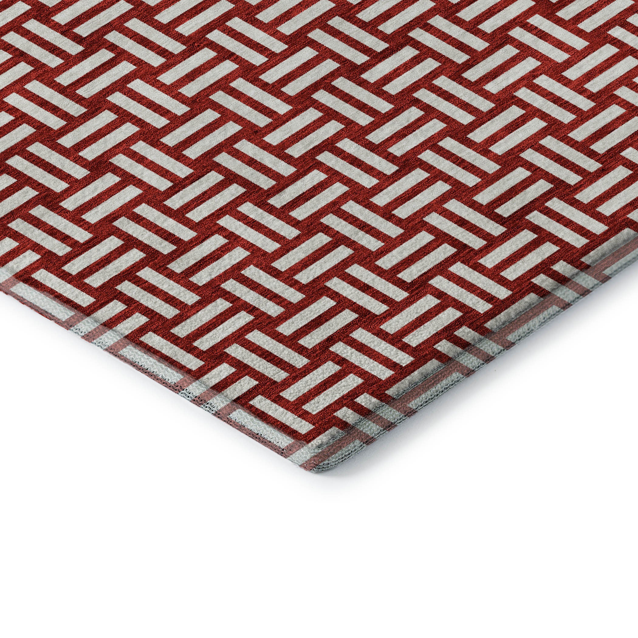 10' X 14' Red And Ivory Abstract Geometric Washable Area Rug With UV Protection - Home & Garden