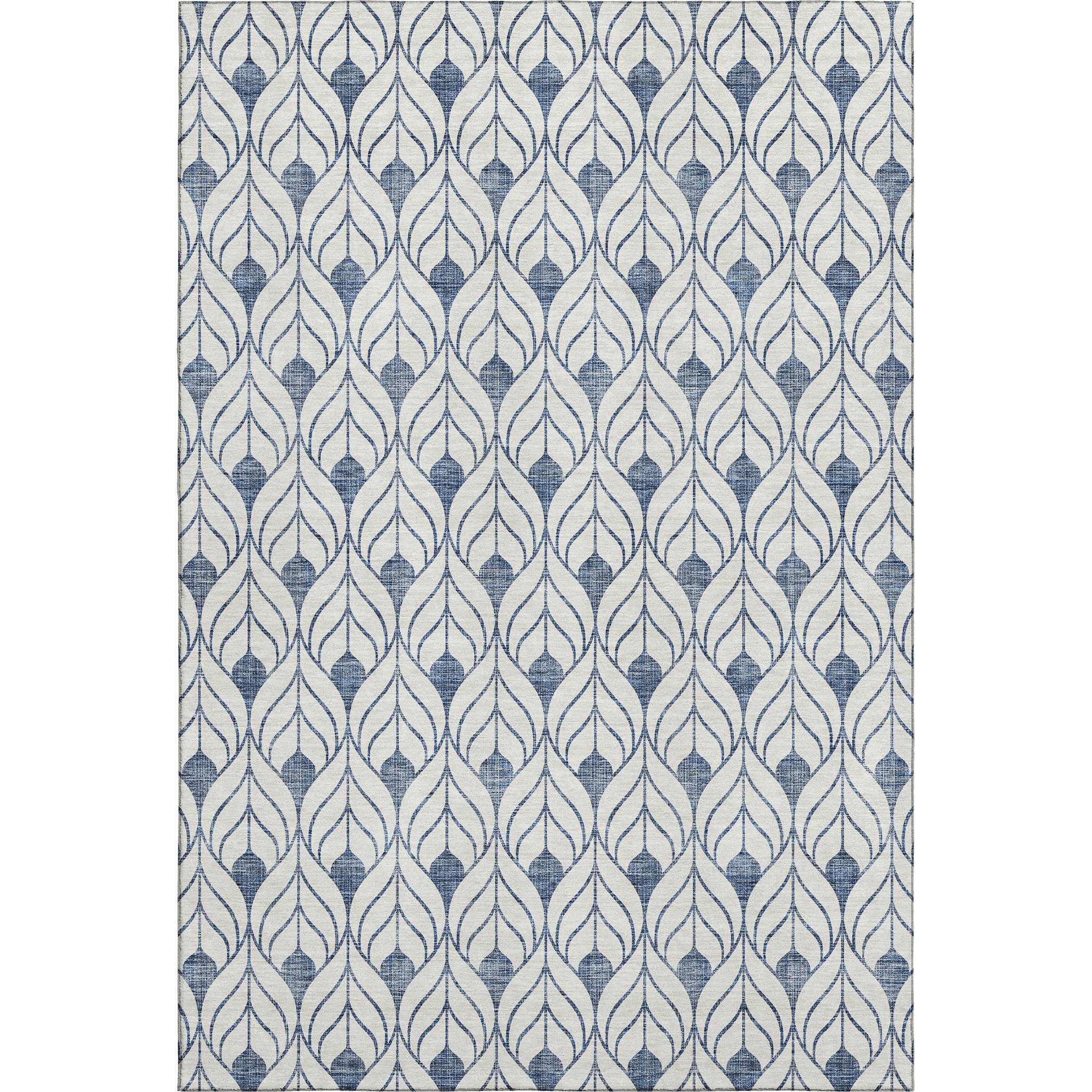 8' X 10' Blue And Ivory Geometric Washable Area Rug With UV Protection - Home & Garden
