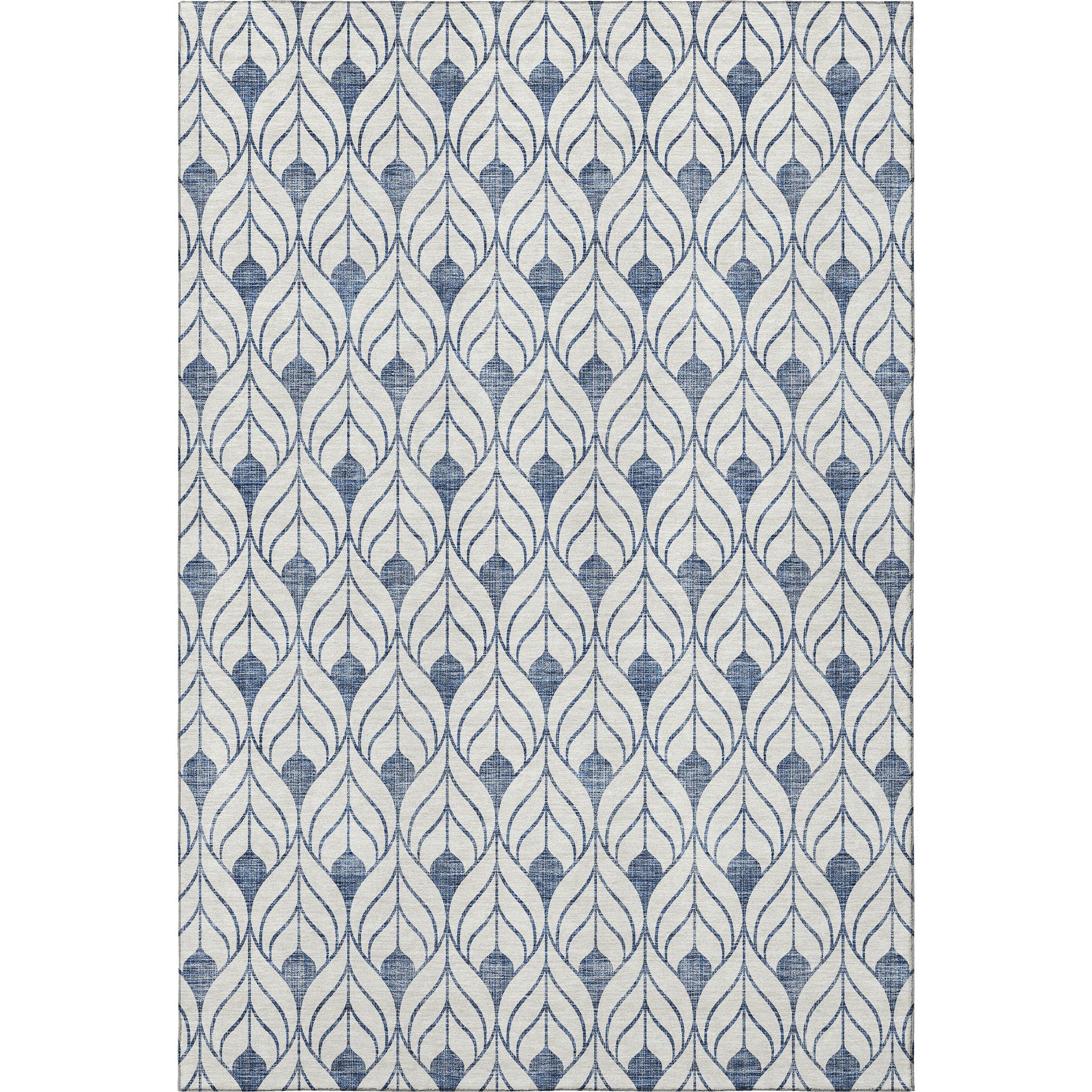 8' X 10' Blue And Ivory Geometric Washable Area Rug With UV Protection - Home & Garden