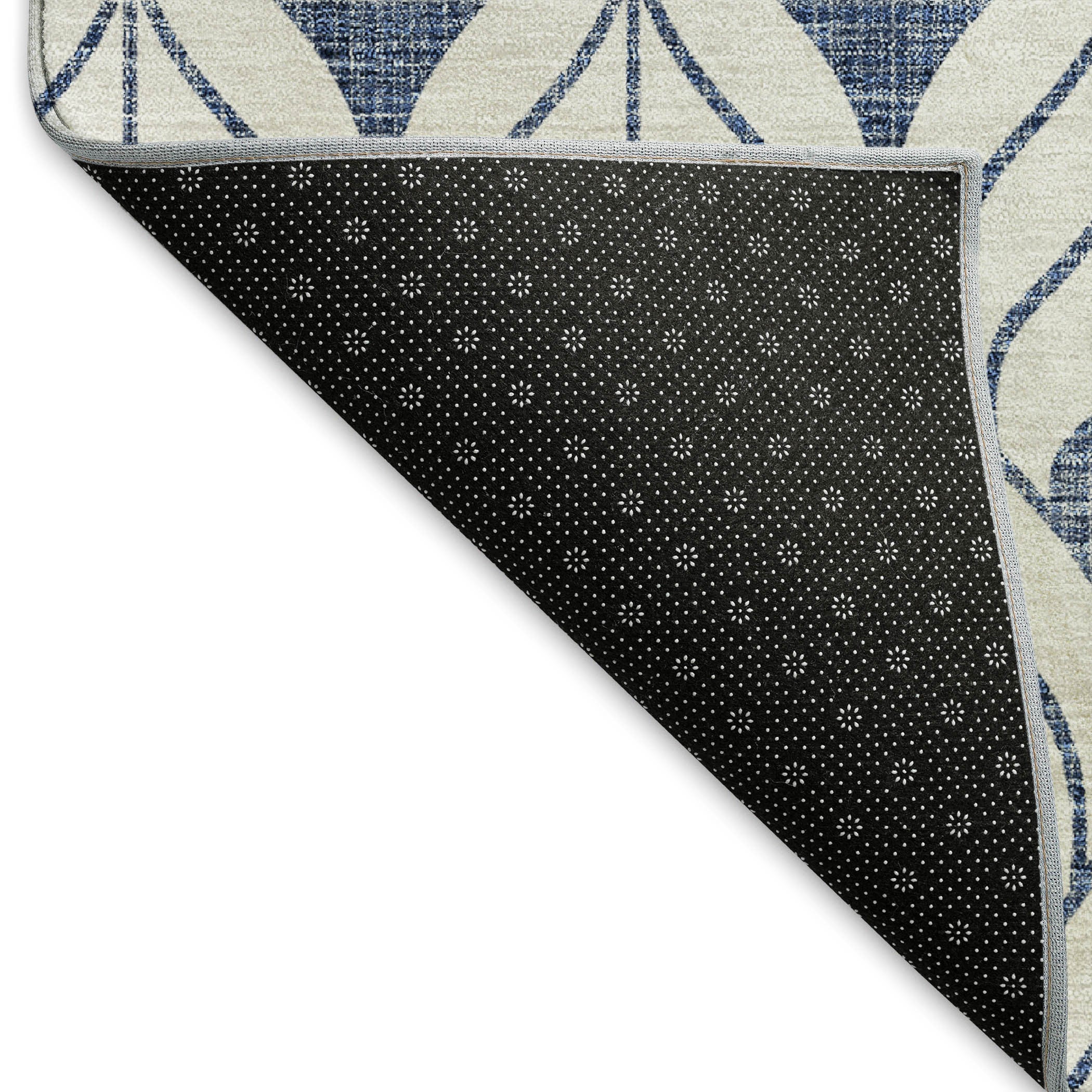 8' X 10' Blue And Ivory Geometric Washable Area Rug With UV Protection - Home & Garden