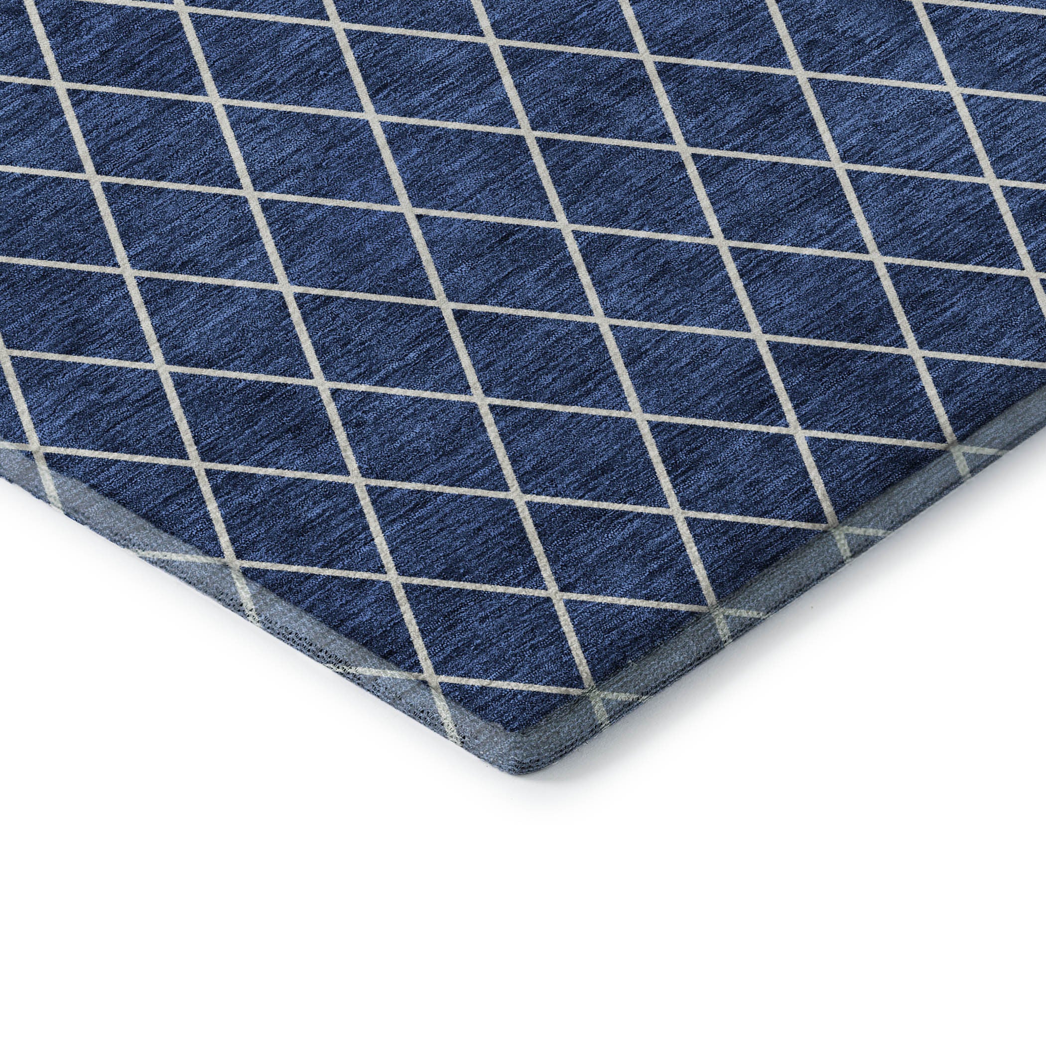 5' X 8' Navy Blue And Ivory Geometric Washable Area Rug With UV Protection - Home & Garden