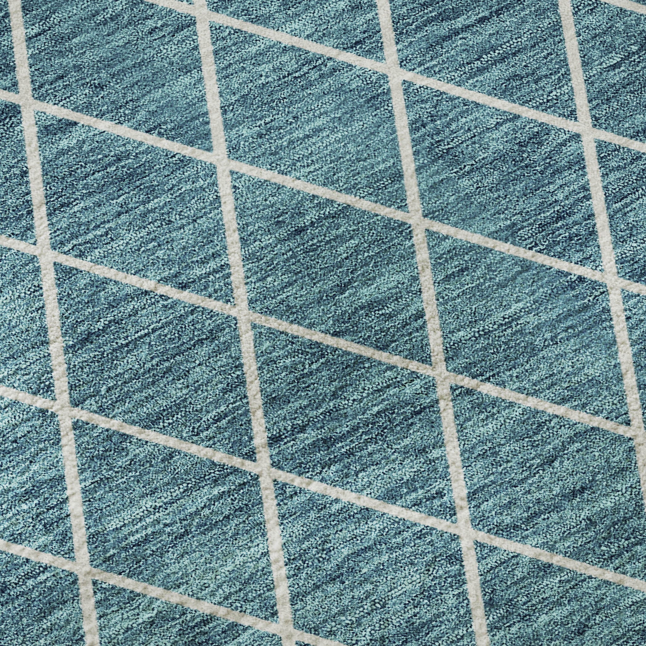 8' Teal And Ivory Geometric Washable Round Rug With UV Protection - Home & Garden
