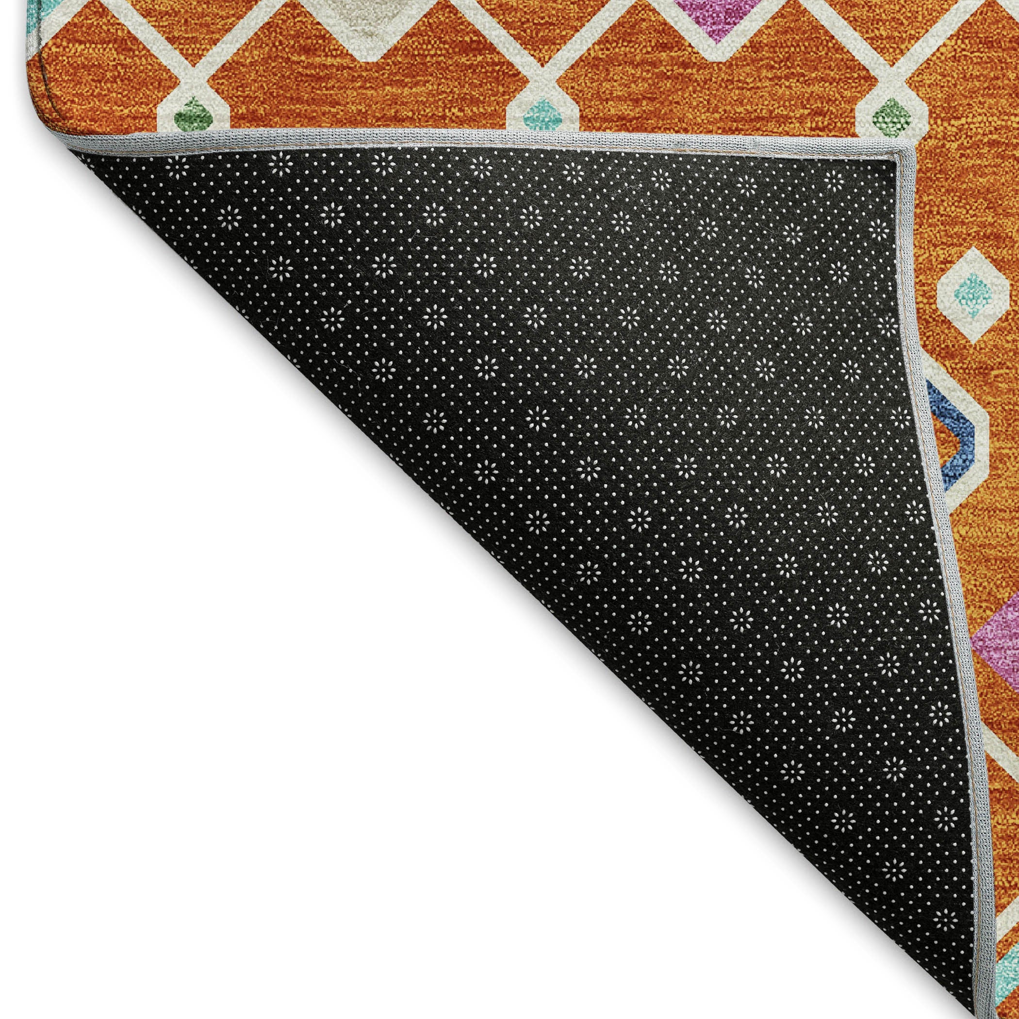 5' X 8' Orange Purple And Blue Southwestern Washable Area Rug With UV Protection - Home & Garden