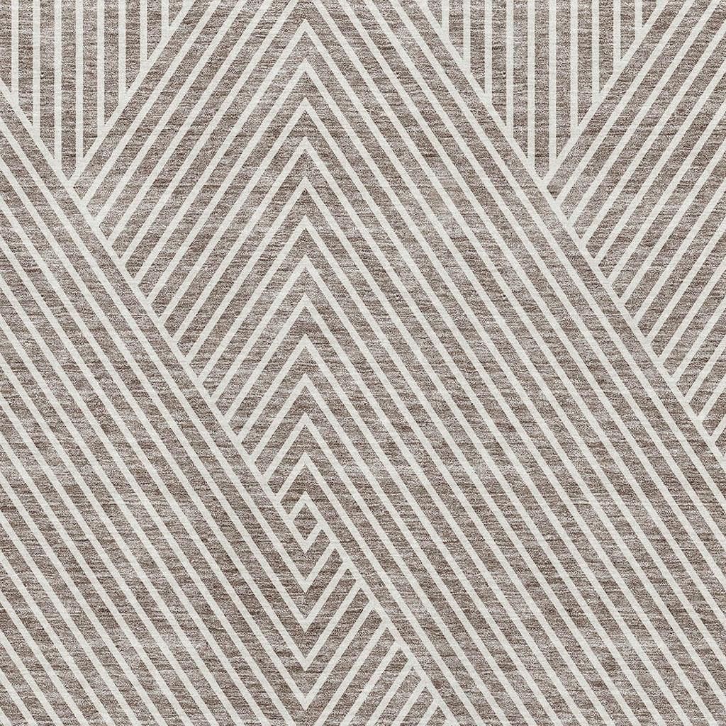 10' X 14' Taupe And Ivory Geometric Washable Area Rug With UV Protection - Home & Garden