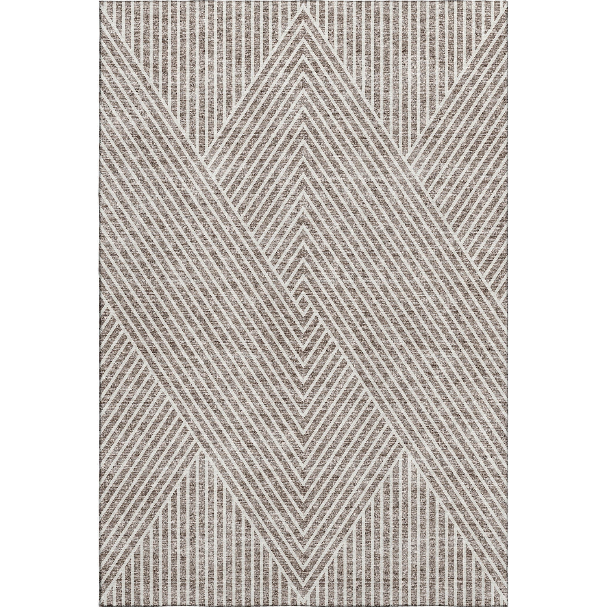10' X 14' Taupe And Ivory Geometric Washable Area Rug With UV Protection - Home & Garden