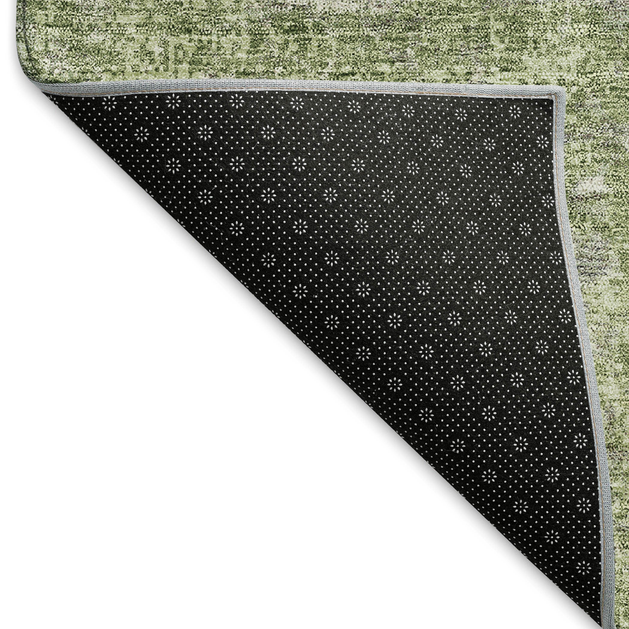 10' X 14' Green And Ivory Abstract Washable Area Rug With UV Protection - Home & Garden