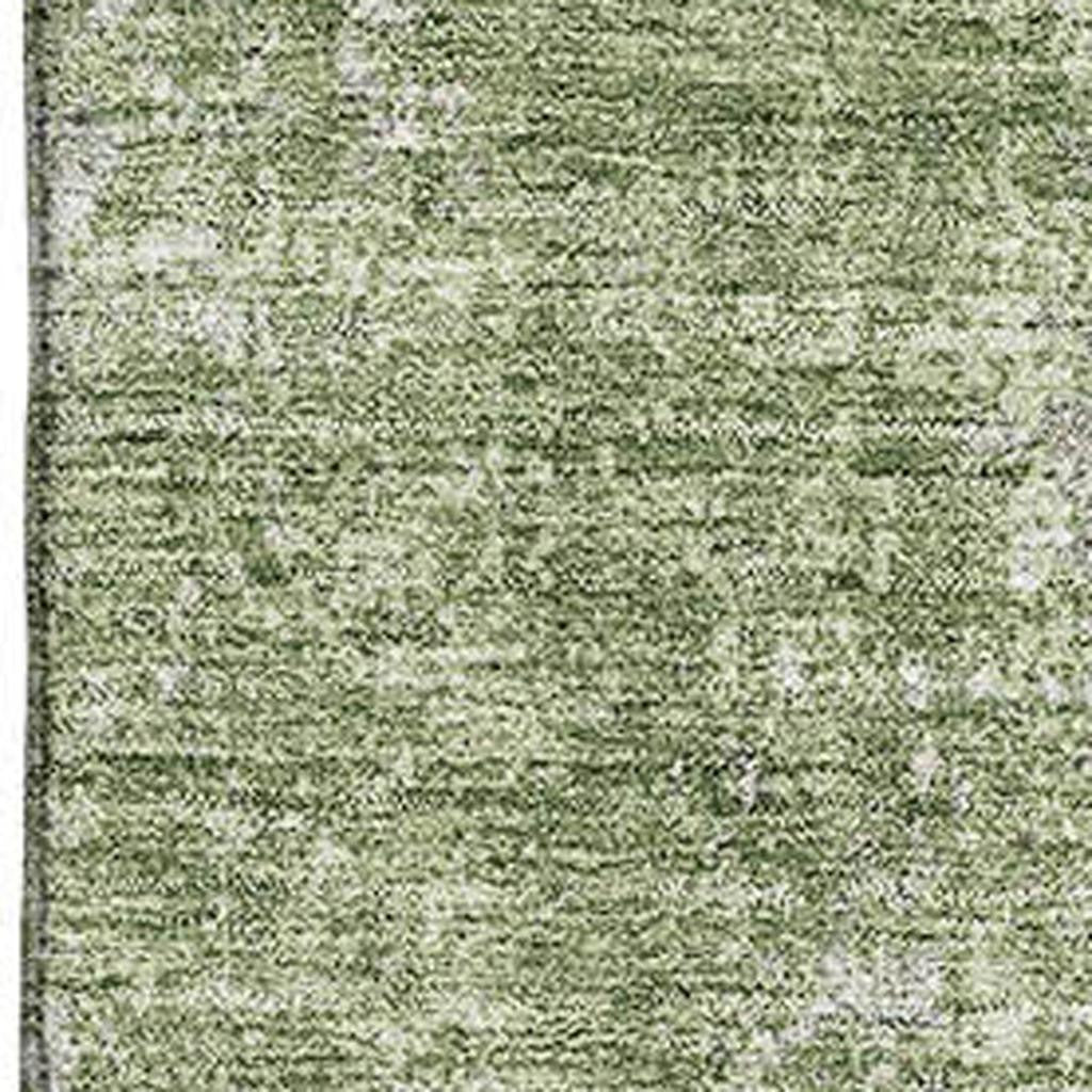 10' X 14' Green And Ivory Abstract Washable Area Rug With UV Protection - Home & Garden