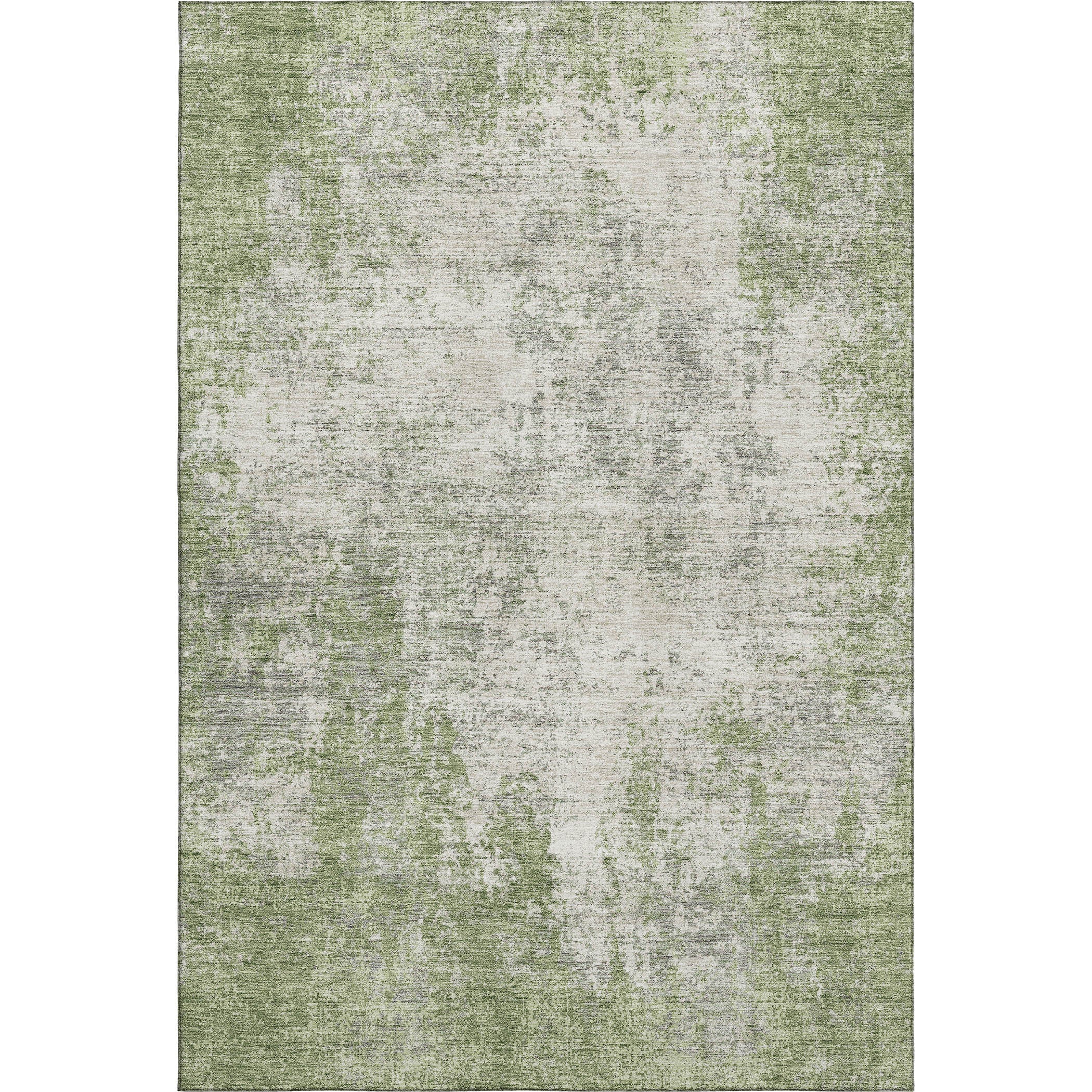 10' X 14' Green And Ivory Abstract Washable Area Rug With UV Protection - Home & Garden