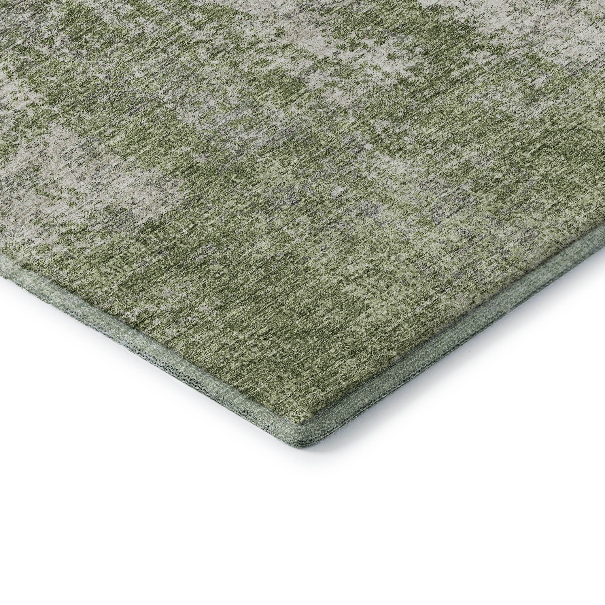 10' X 14' Green And Ivory Abstract Washable Area Rug With UV Protection - Home & Garden