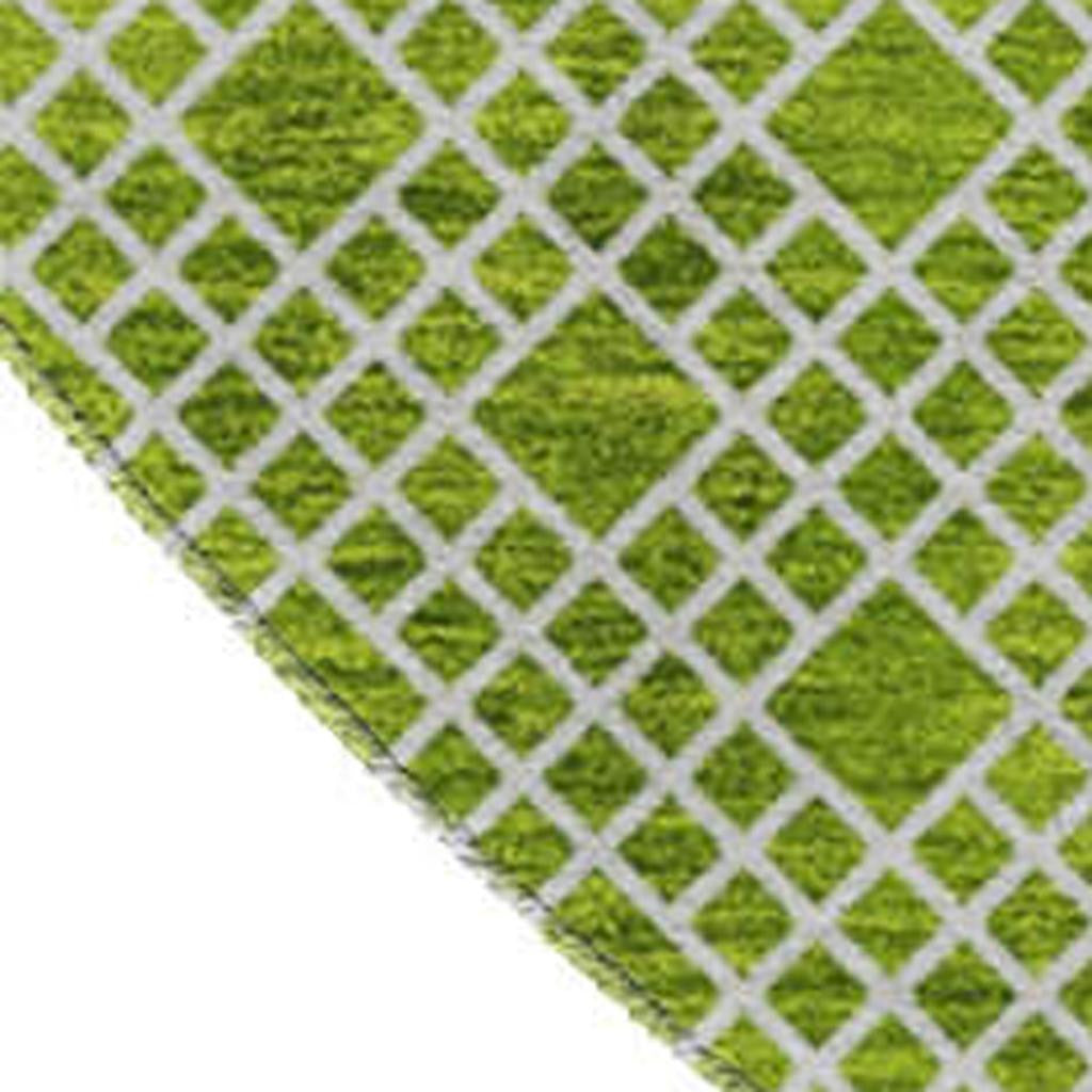 8' Lime Green And Ivory Striped Washable Round Rug With UV Protection - Home & Garden