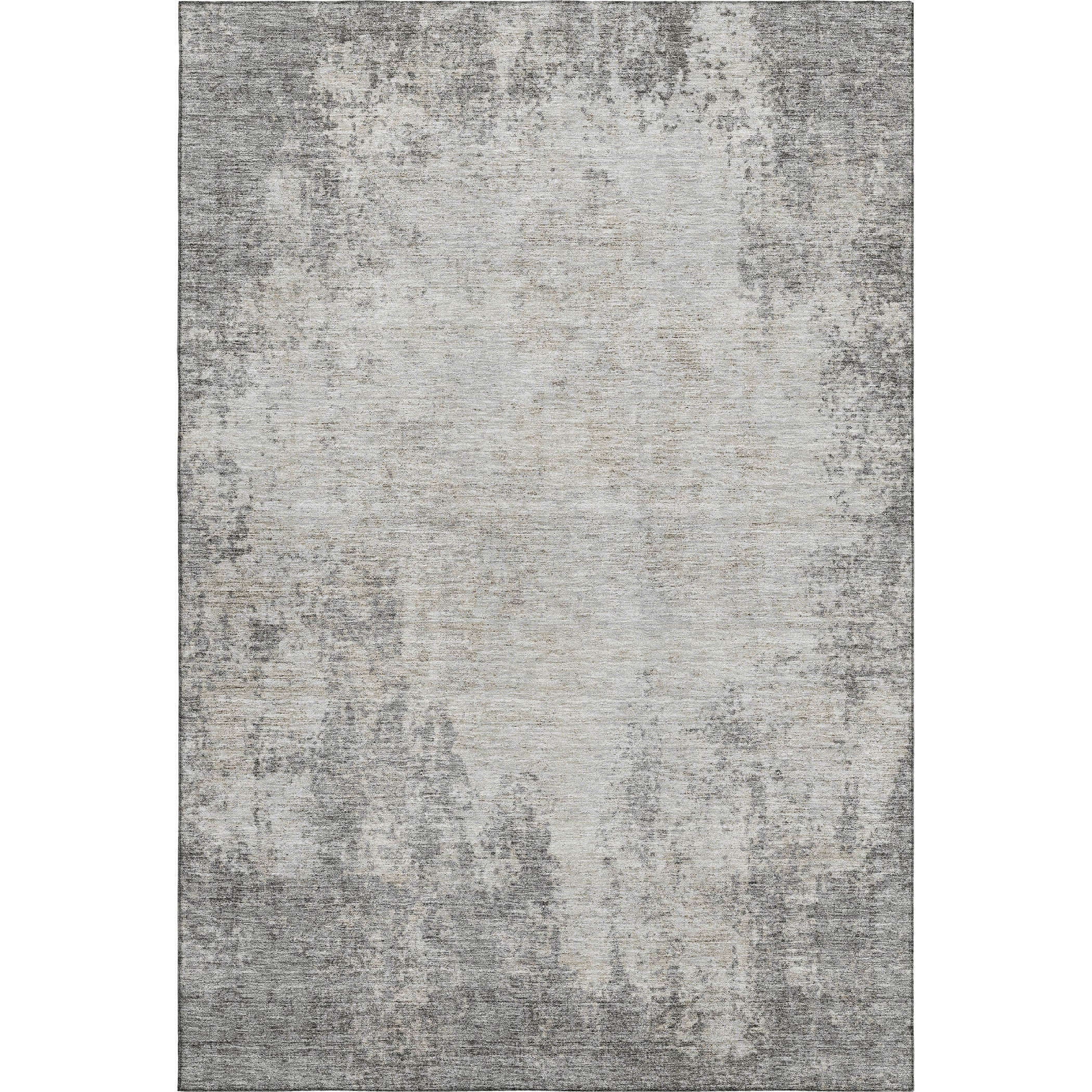 5' X 8' Gray And Ivory Abstract Washable Area Rug With UV Protection - Home & Garden