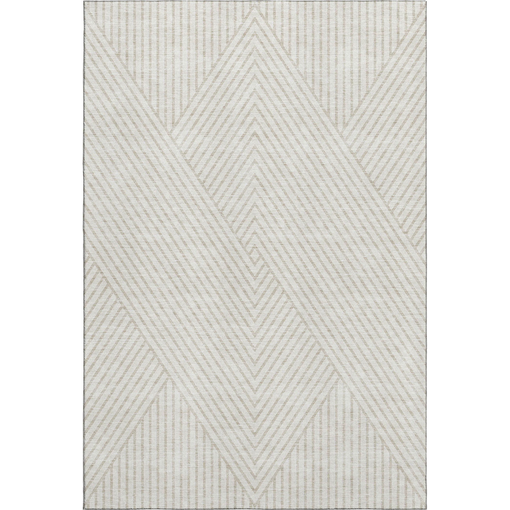 10' X 14' Ivory And Beige Geometric Washable Area Rug With UV Protection - Home & Garden
