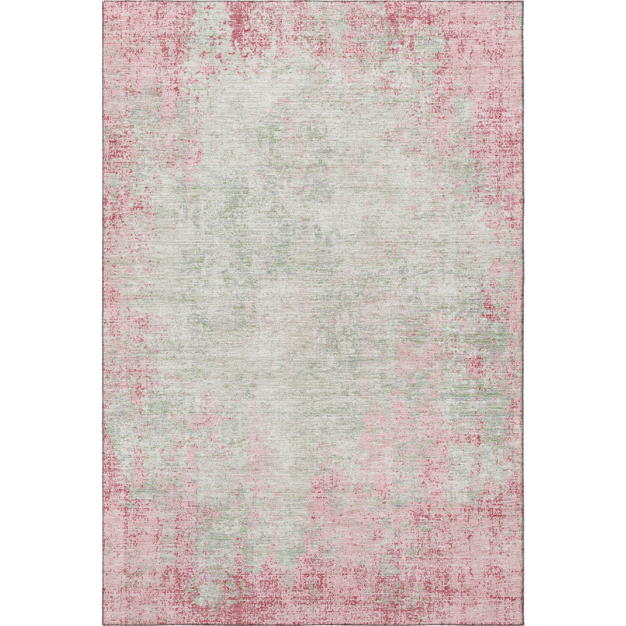 5' X 8' Pink And Ivory Abstract Washable Area Rug With UV Protection - Home & Garden