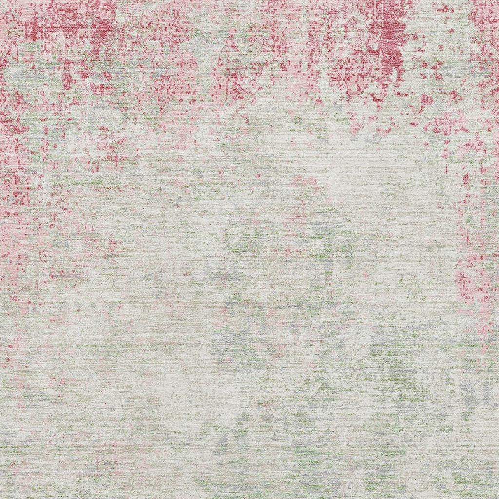5' X 8' Pink And Ivory Abstract Washable Area Rug With UV Protection - Home & Garden
