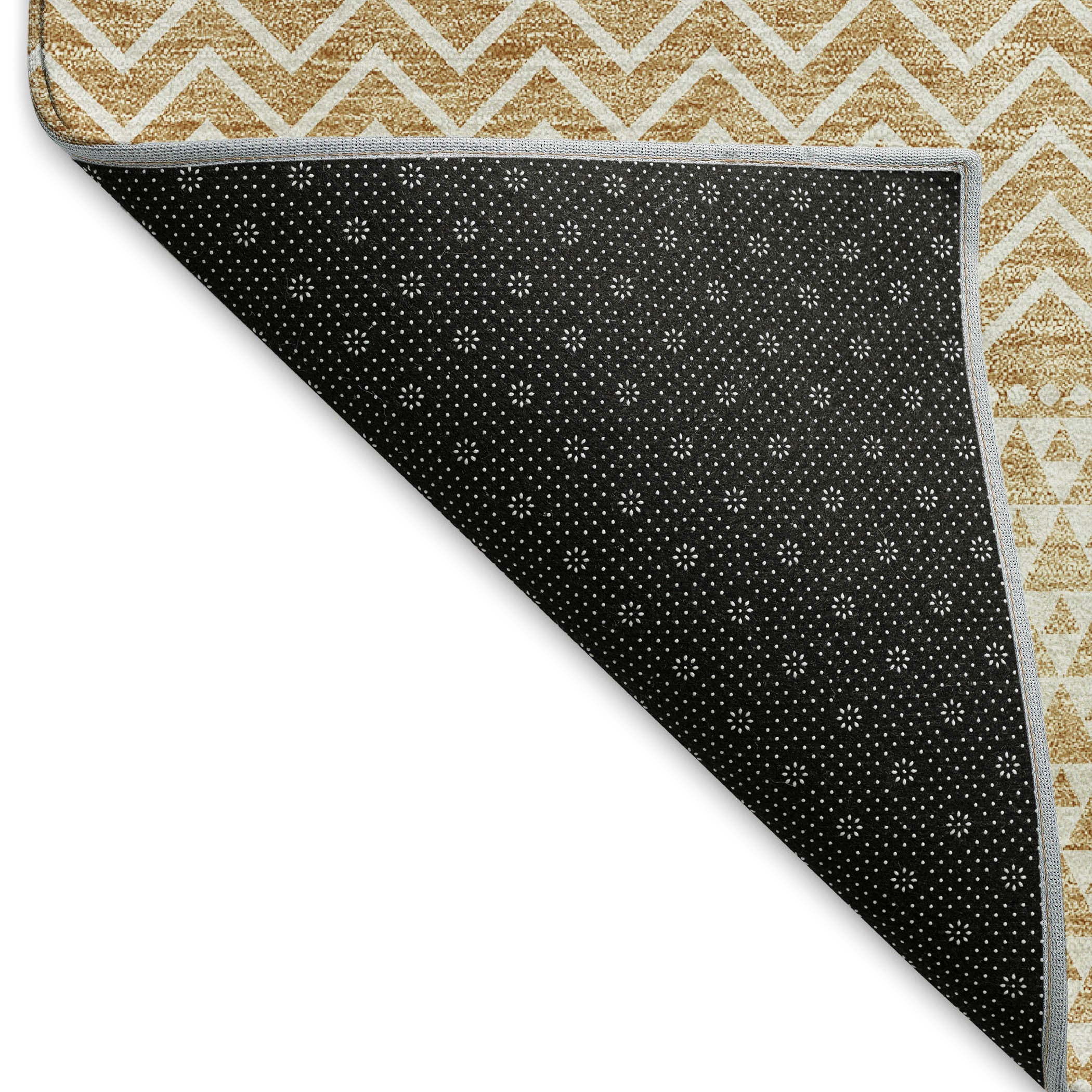 5' X 8' Gold And Ivory Striped Washable Area Rug With UV Protection - Home & Garden
