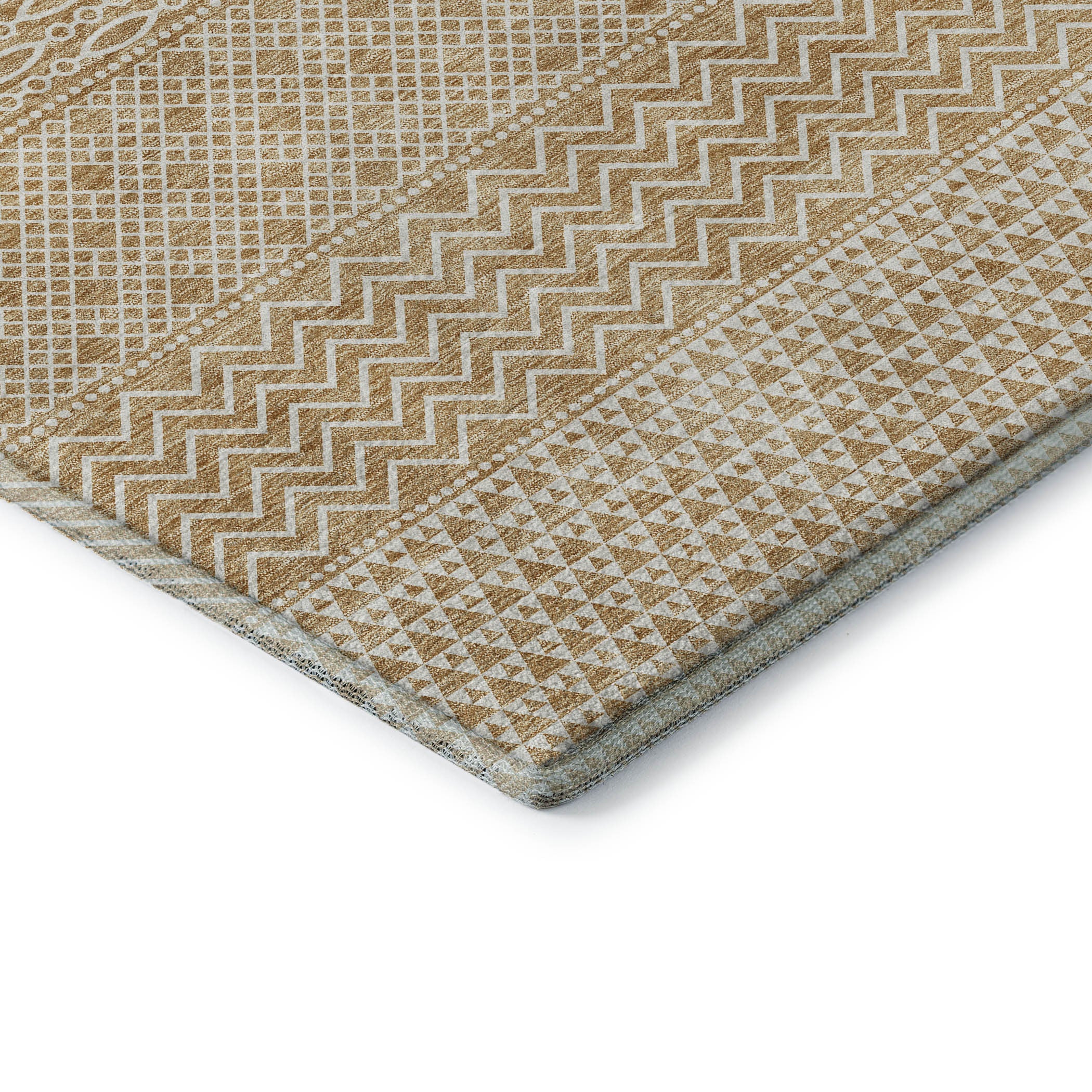 5' X 8' Gold And Ivory Striped Washable Area Rug With UV Protection - Home & Garden
