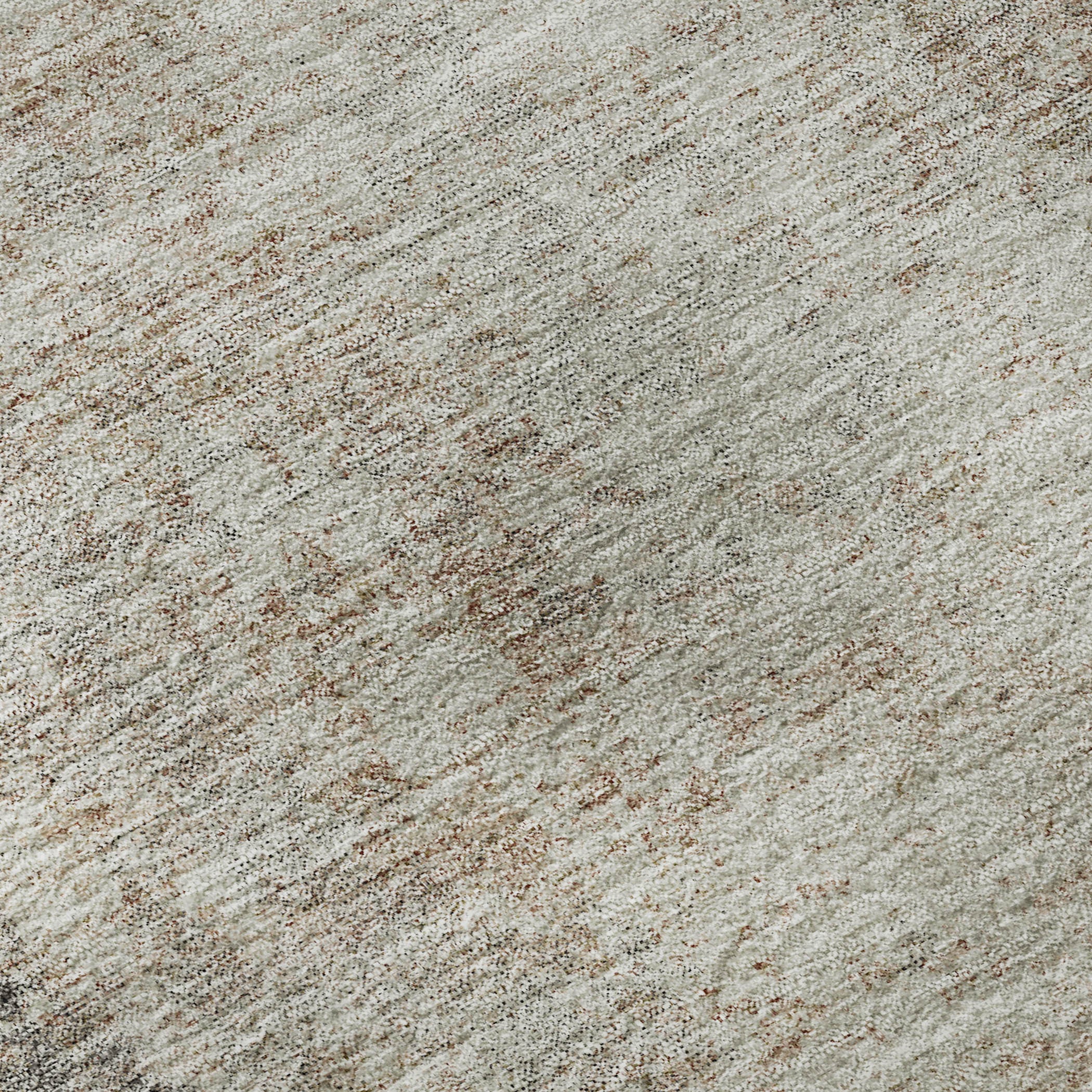 8' Taupe And Ivory Abstract Washable Round Rug With UV Protection - Home & Garden