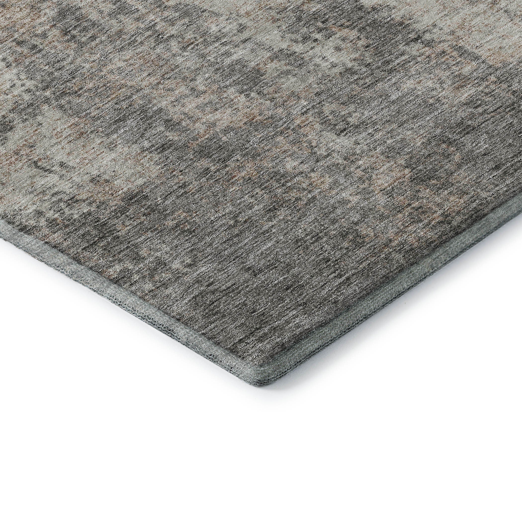 8' Taupe And Ivory Abstract Washable Round Rug With UV Protection - Home & Garden