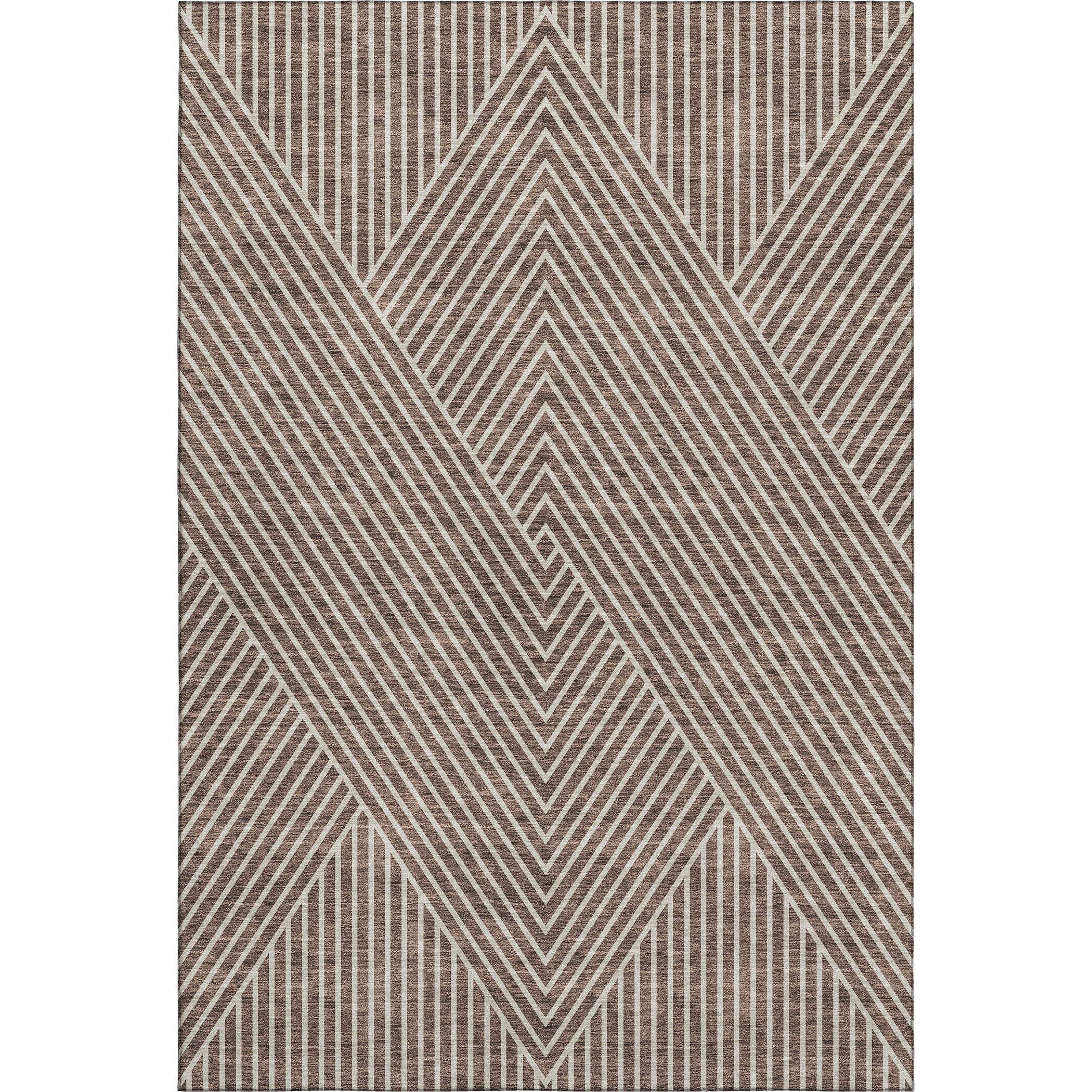 10' X 14' Brown And Beige Geometric Washable Area Rug With UV Protection - Home & Garden