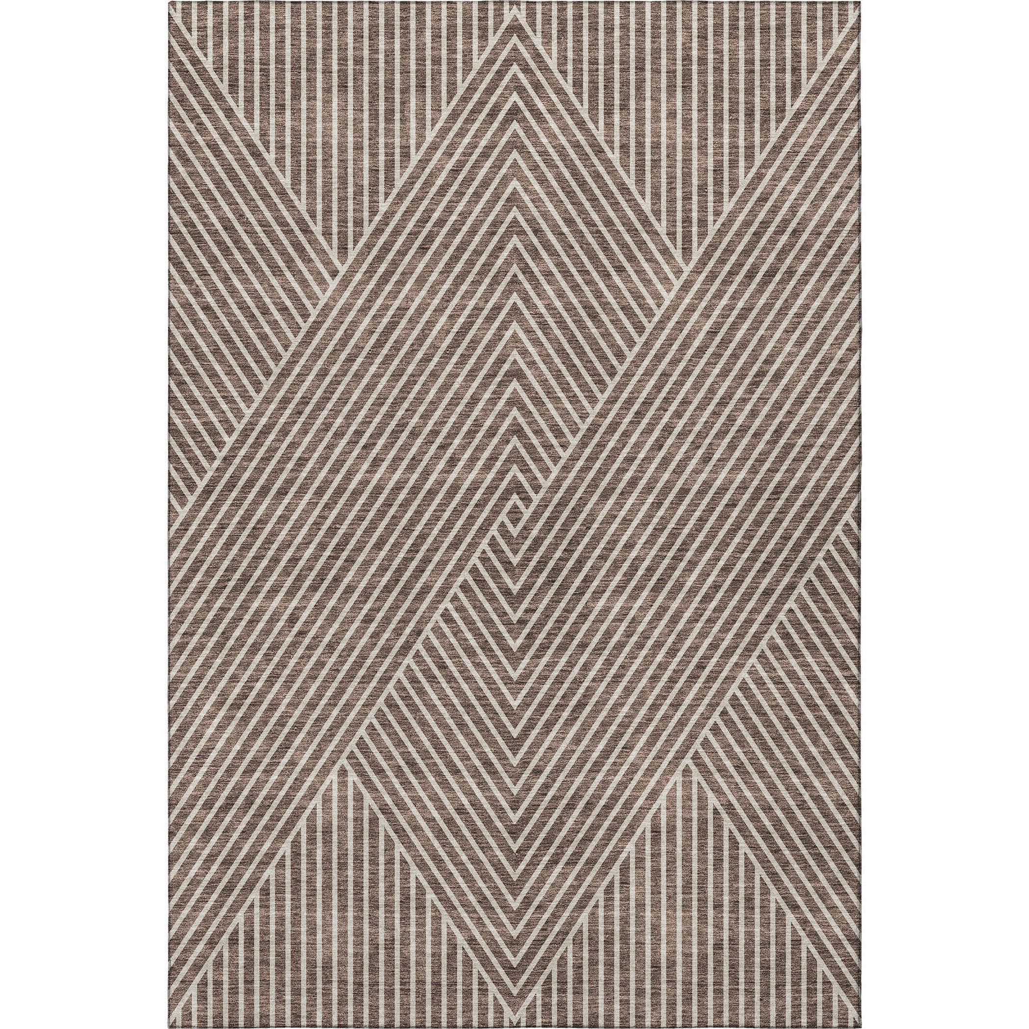 10' X 14' Brown And Beige Geometric Washable Area Rug With UV Protection - Home & Garden