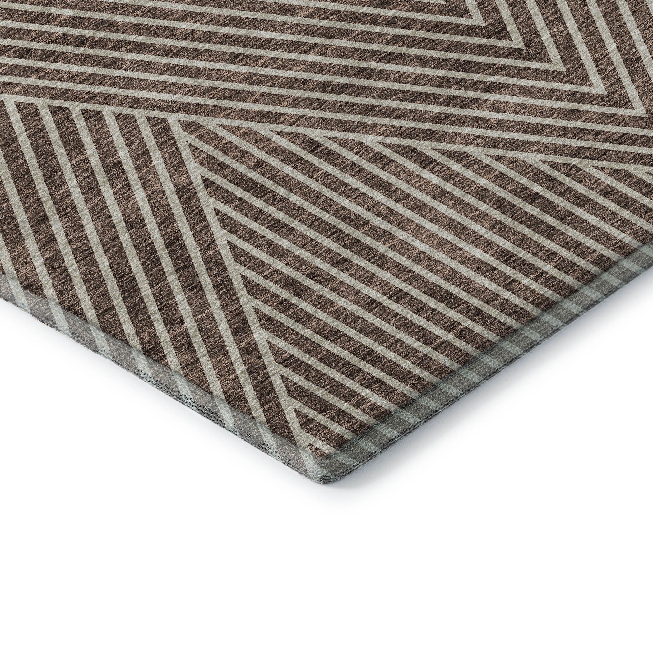 10' X 14' Brown And Beige Geometric Washable Area Rug With UV Protection - Home & Garden