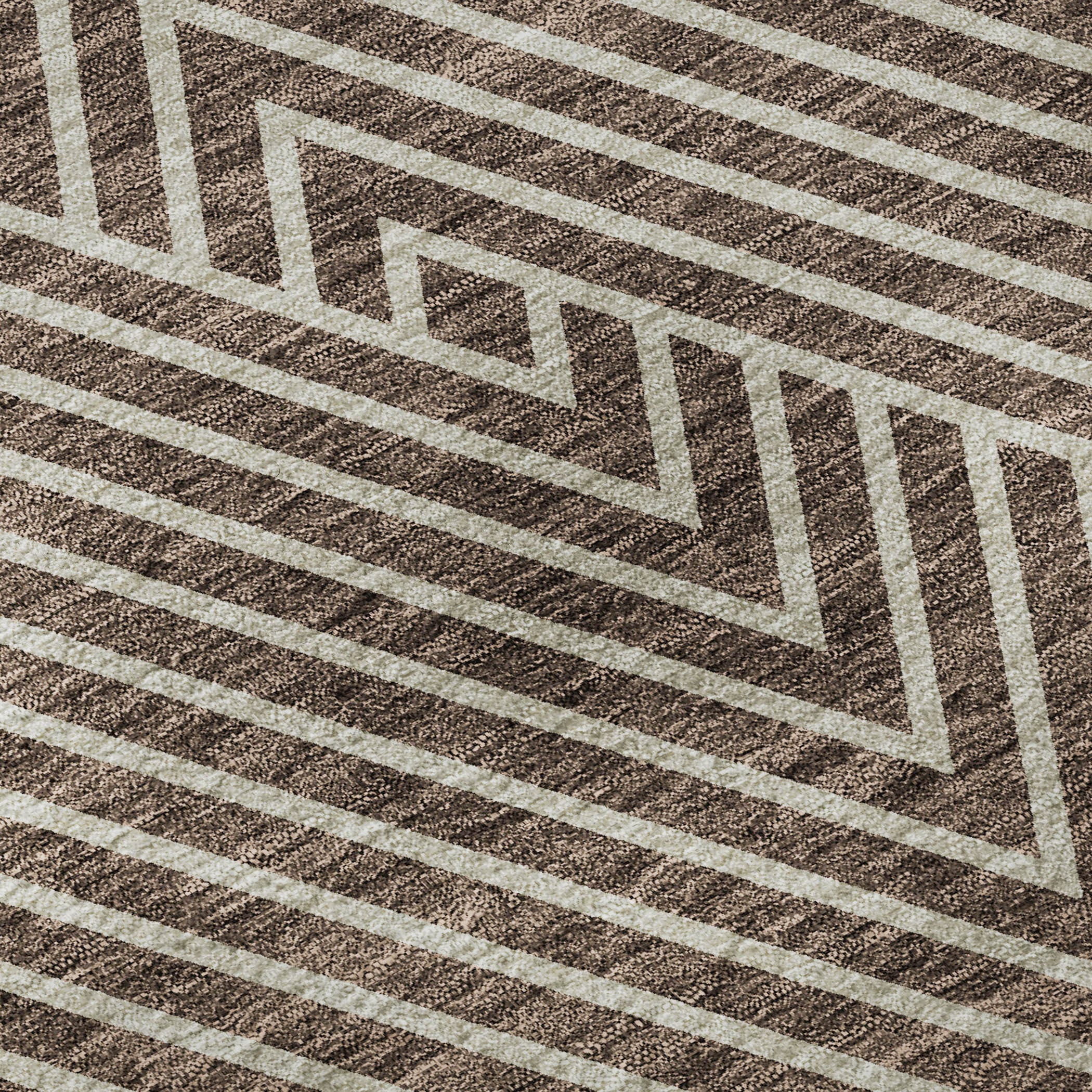 10' X 14' Brown And Beige Geometric Washable Area Rug With UV Protection - Home & Garden