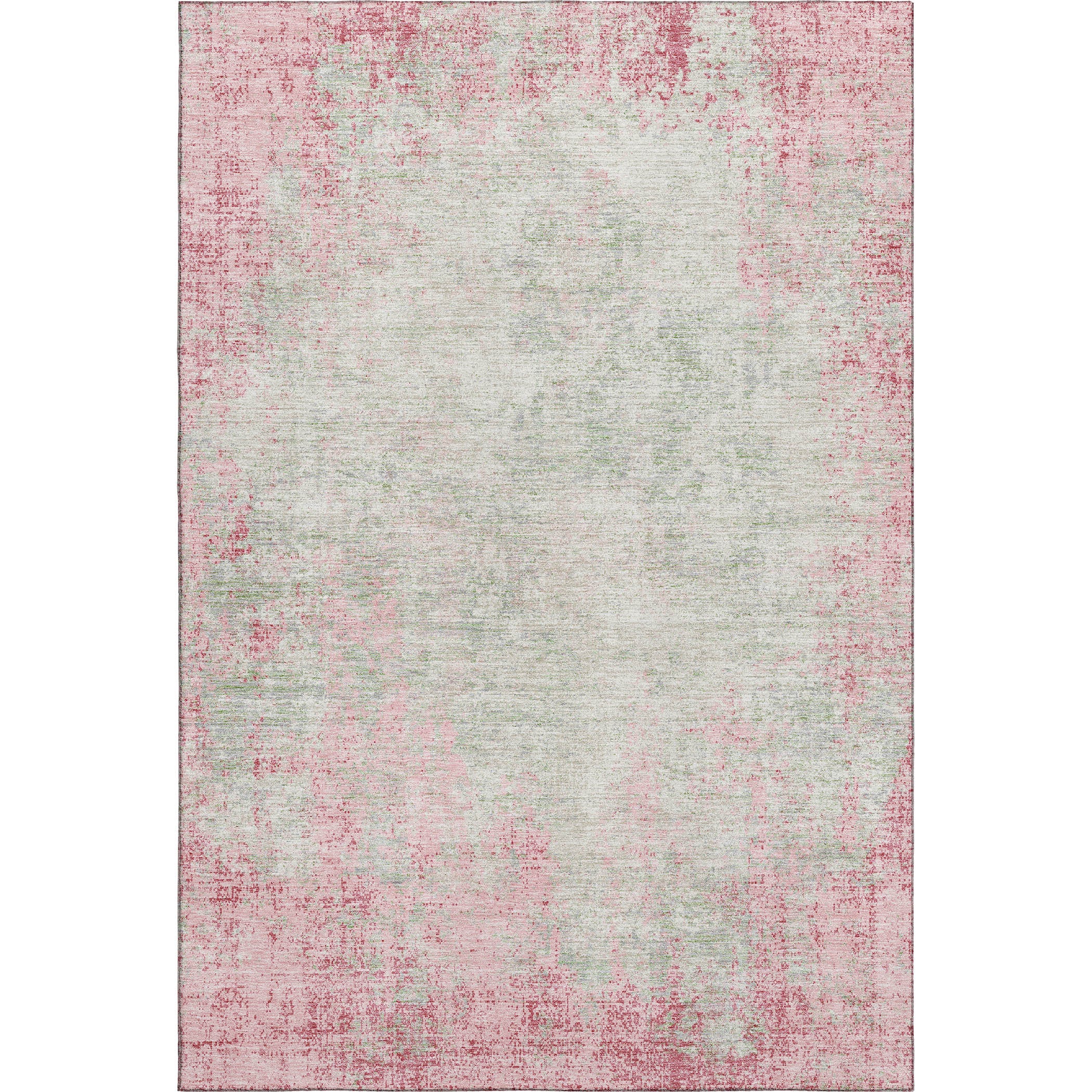 10' X 14' Pink And Ivory Abstract Washable Area Rug With UV Protection - Home & Garden