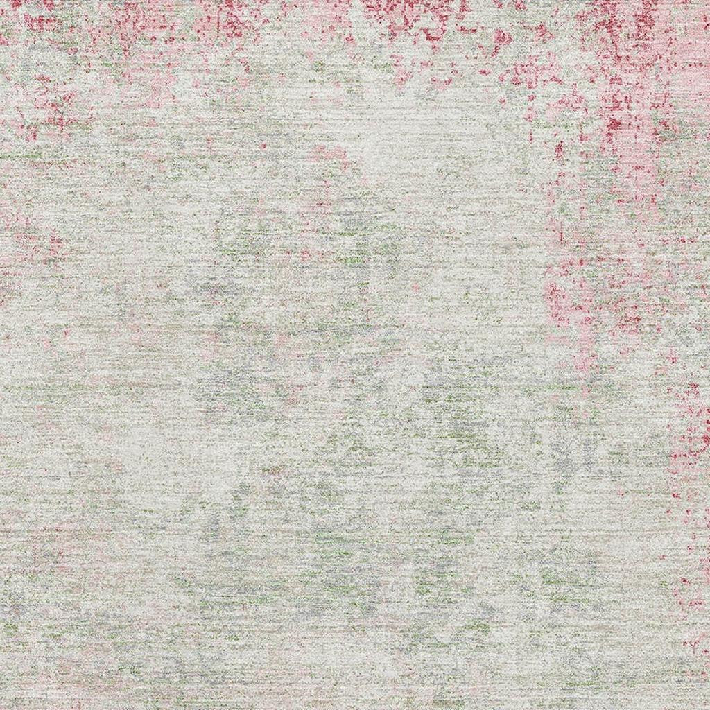 10' X 14' Pink And Ivory Abstract Washable Area Rug With UV Protection - Home & Garden