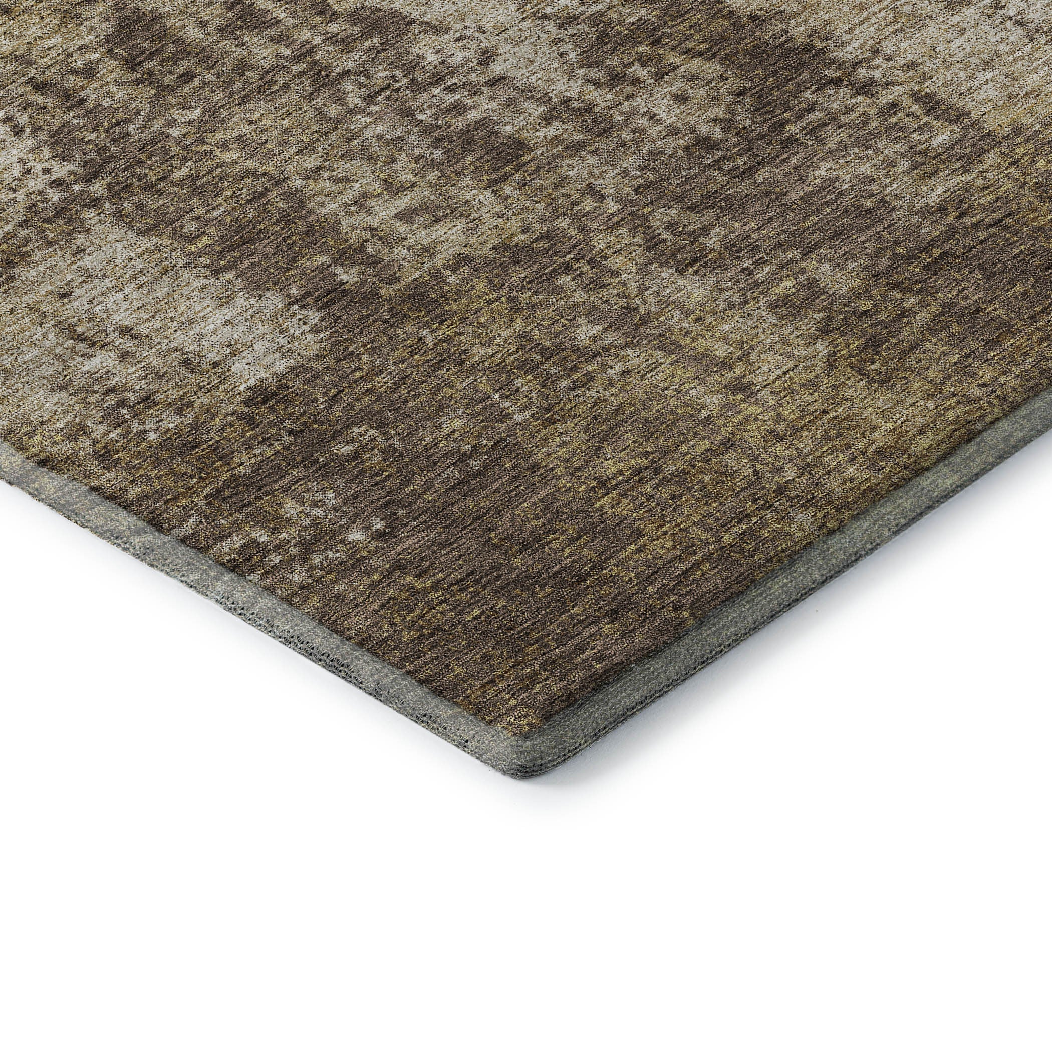 8' Brown And Beige Abstract Washable Round Rug With UV Protection - Home & Garden